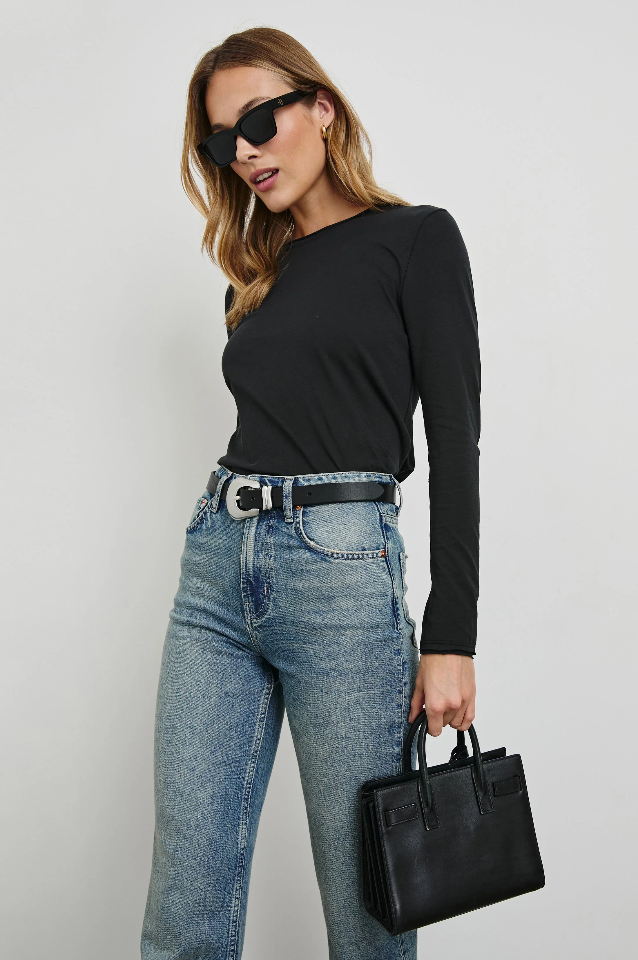 Long Sleeve Crew Neck T-Shirt - Black