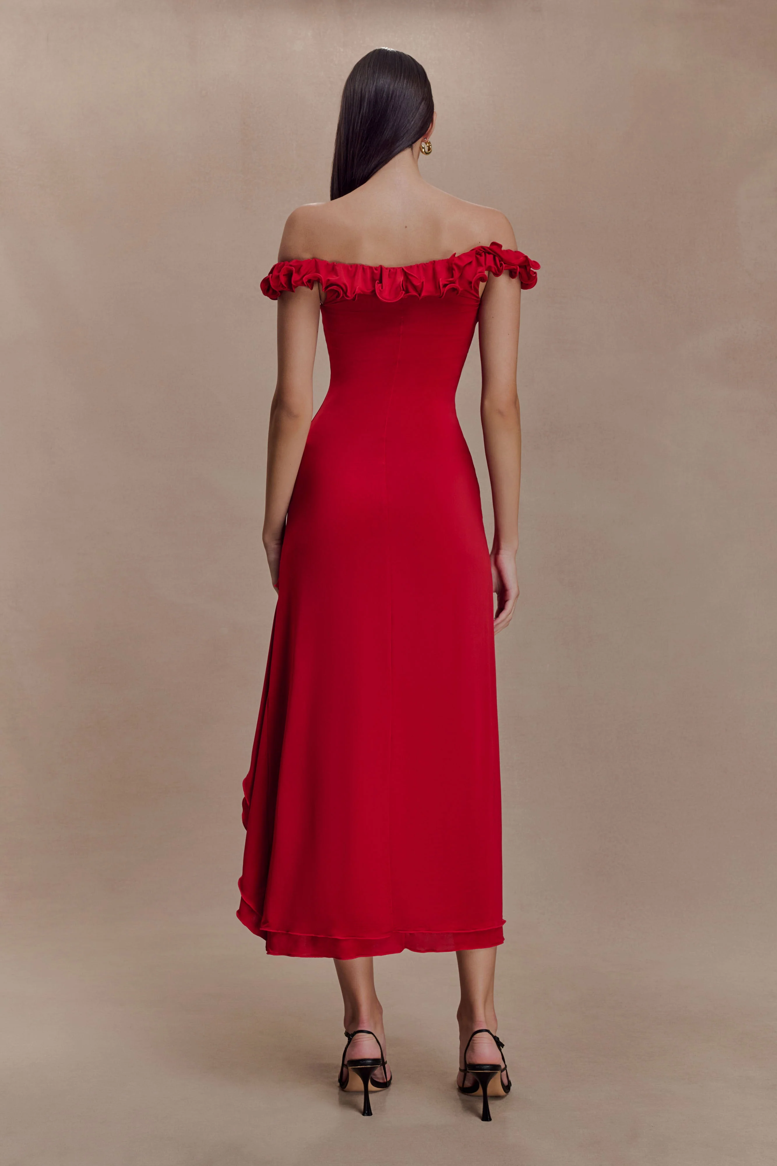 Allegra-Off-Shoulder-Ruffle-Midi-Dress-Ruby
