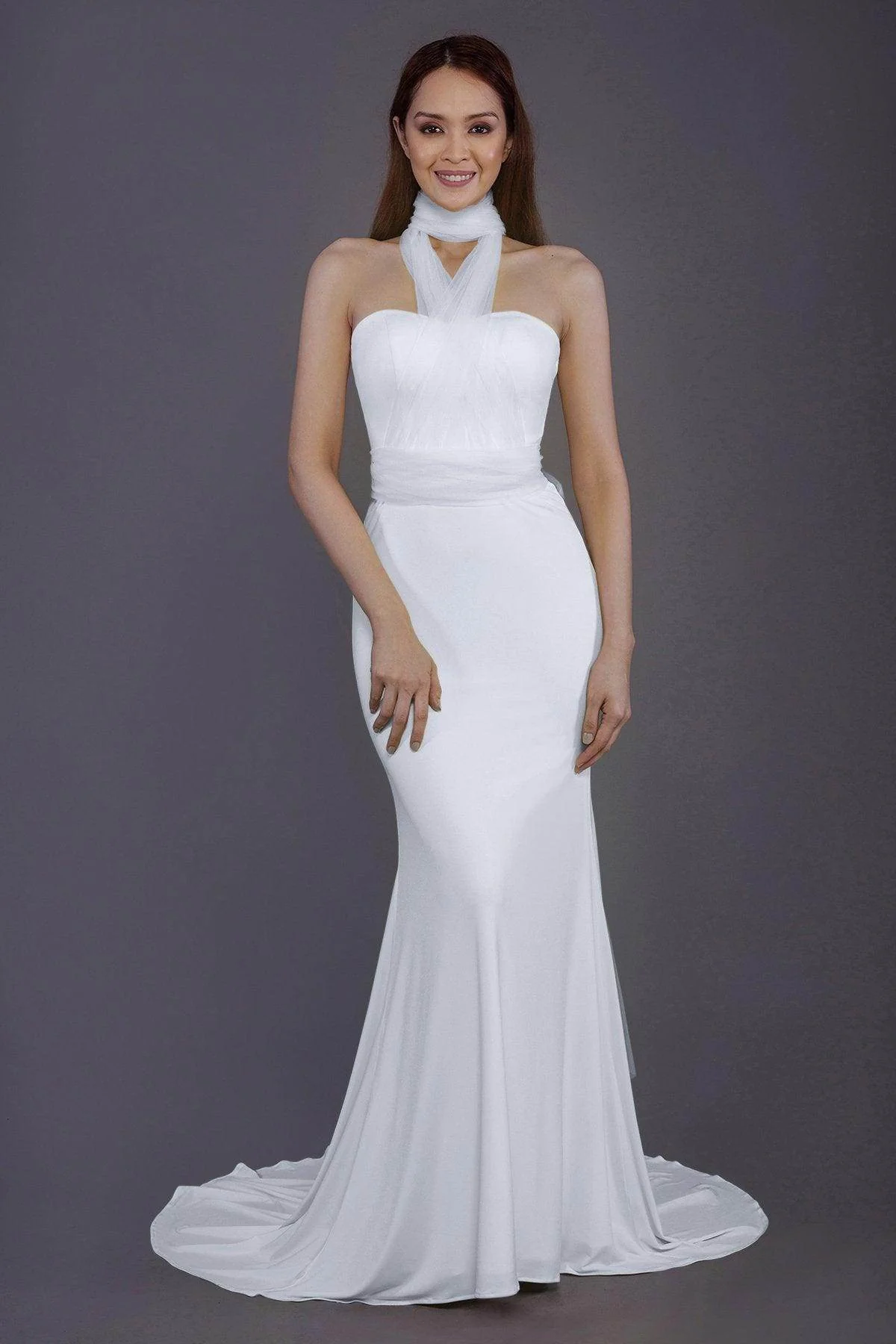 Mermaid Court Train Knitted Fabric Bridesmaid Dress PR3498