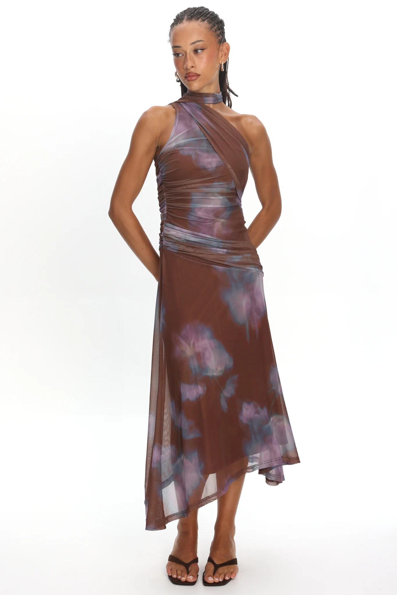Solene Midi Dress Chocolate - FASHION NOB