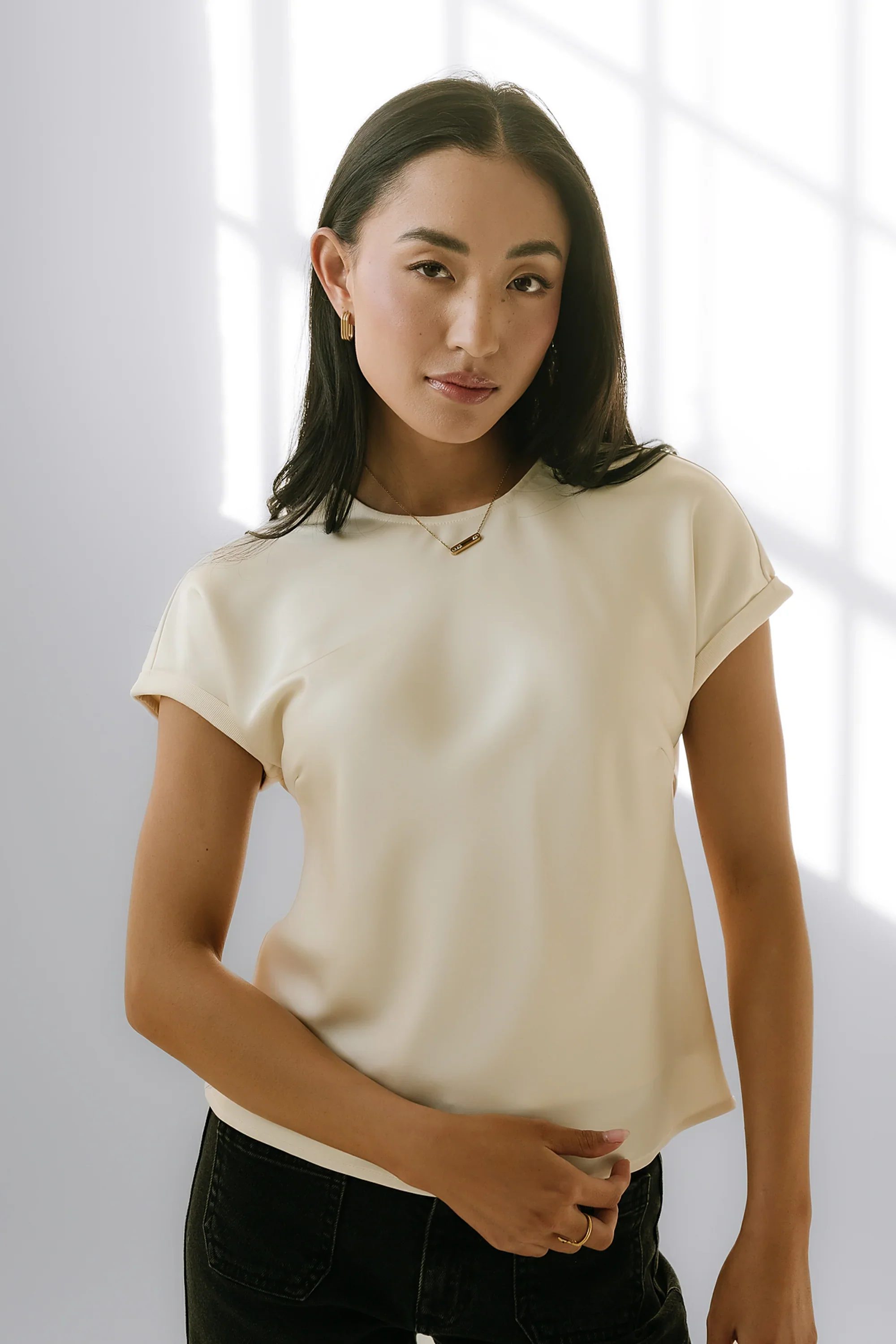 Marvin Satin Blouse in Cream