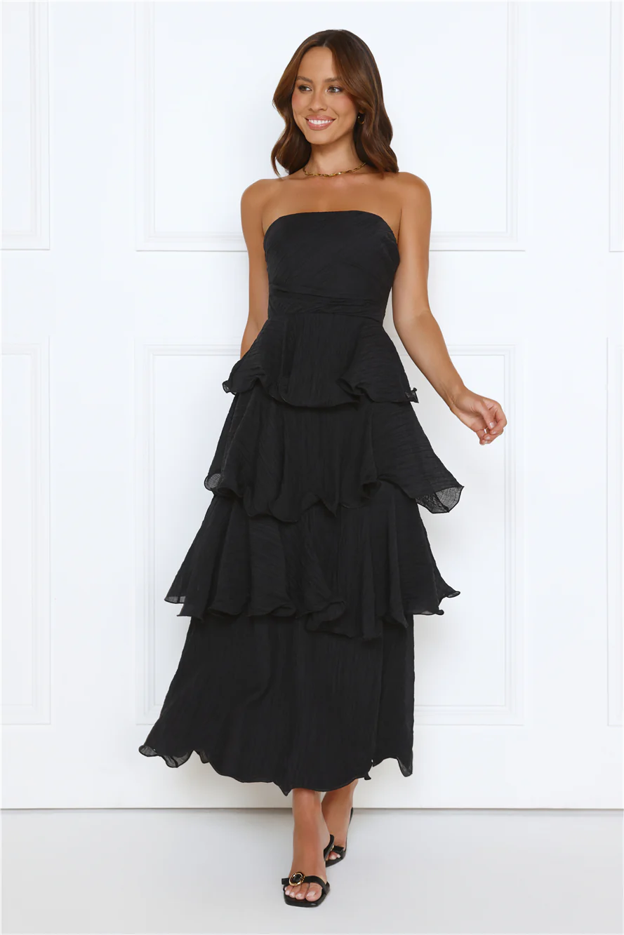 Wedding Adventure Strapless Maxi Dress Black