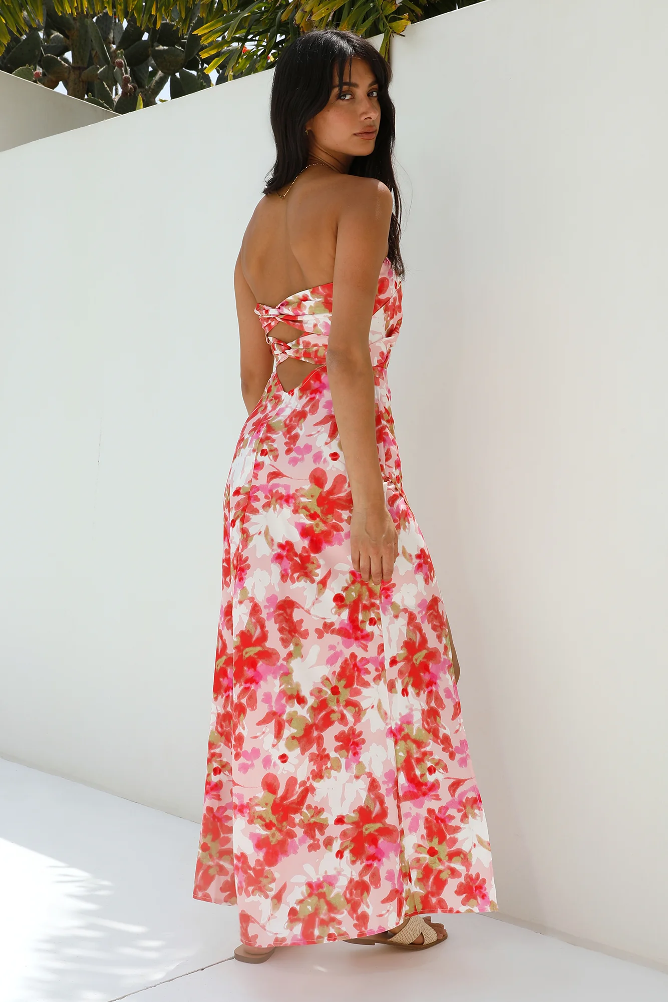 Gardenia Strapless Maxi Dress Red