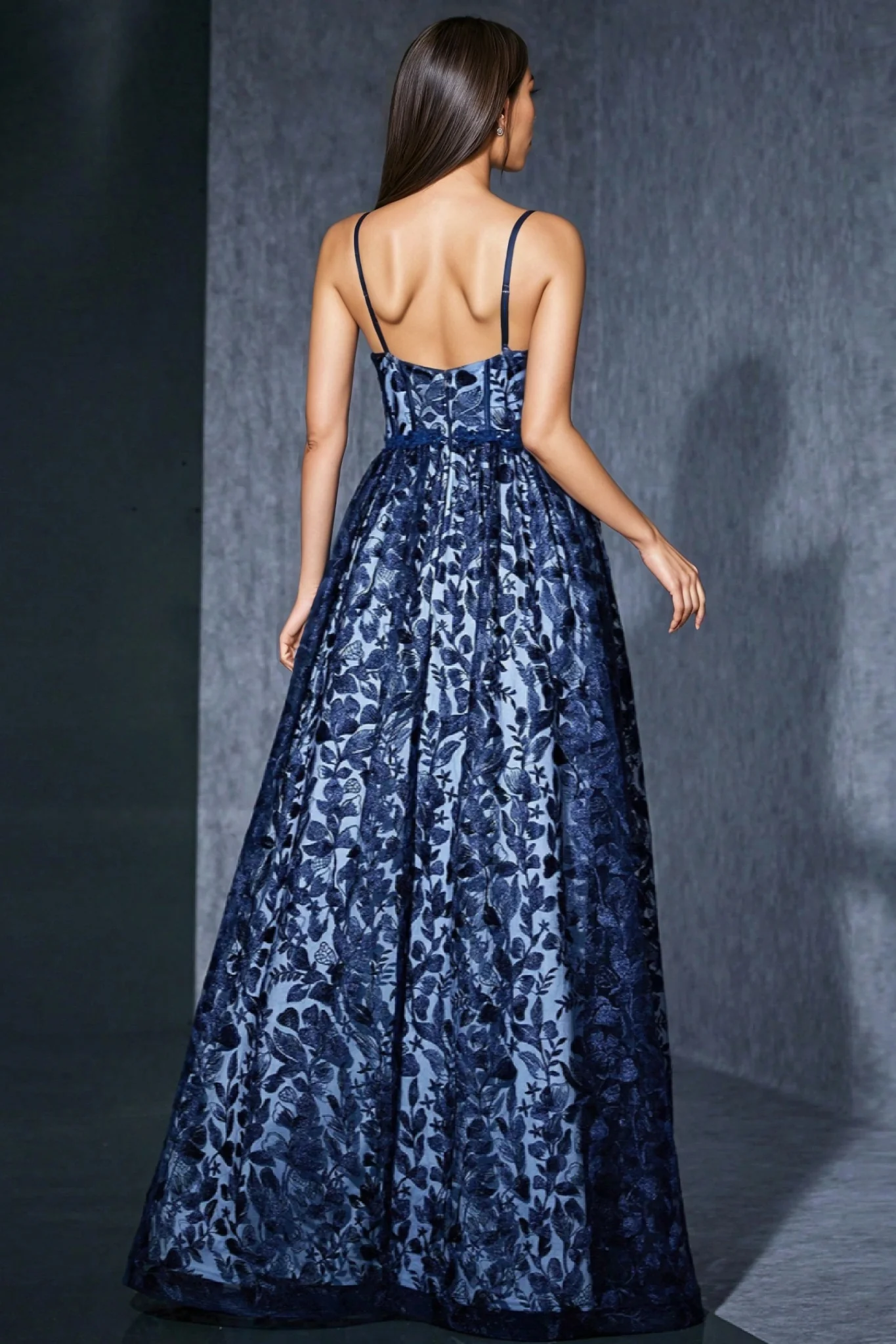 Ari Blue Strapless Mesh Maxi Dress