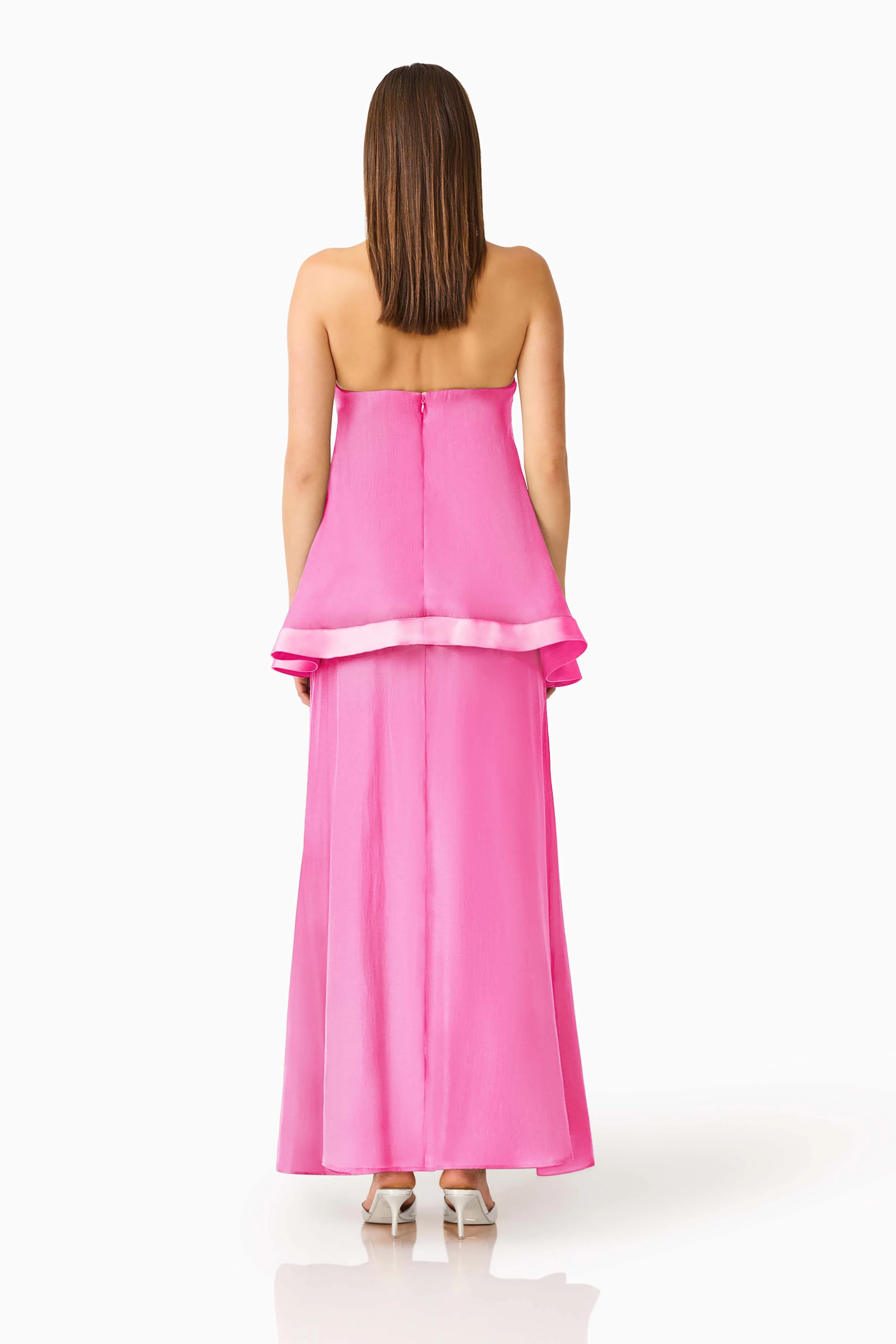 Rosera Satin Bow Maxi Dress in Pink