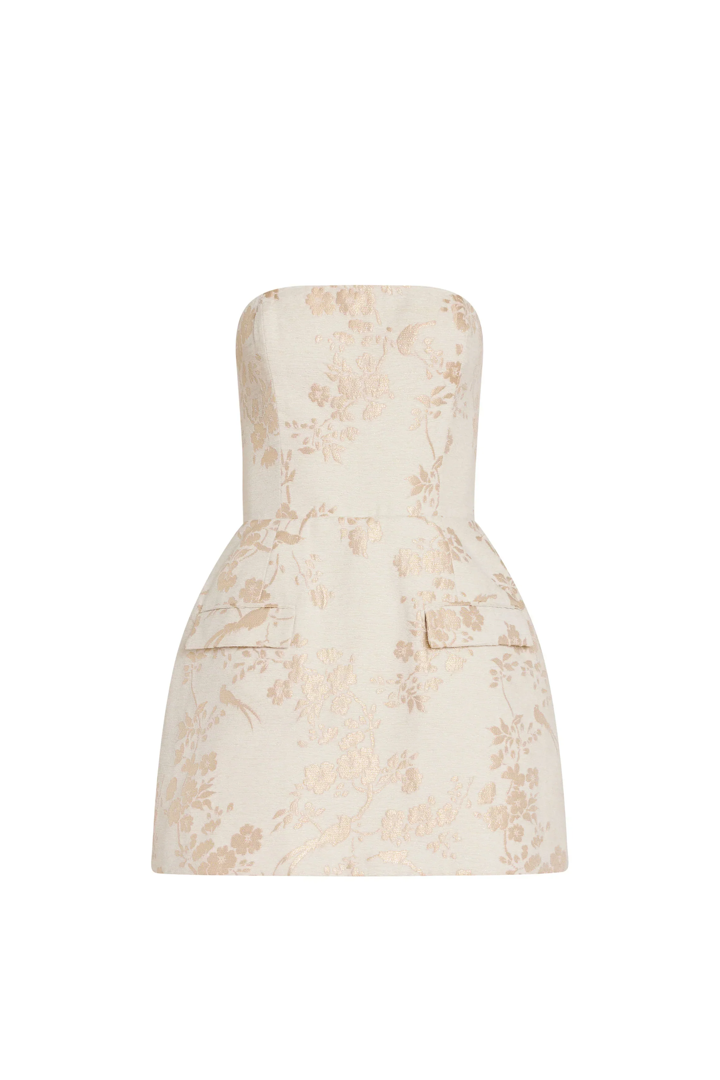 Strapless Bethany Romper in Cecile Jacquard