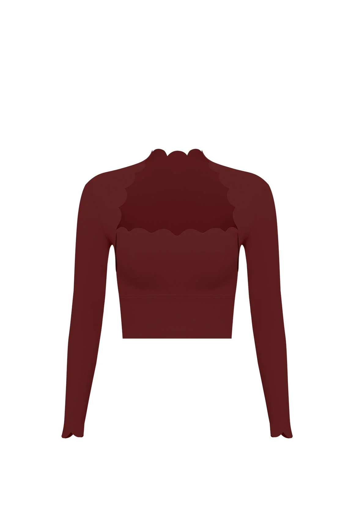 Scallop Cropped Long Sleeve Top