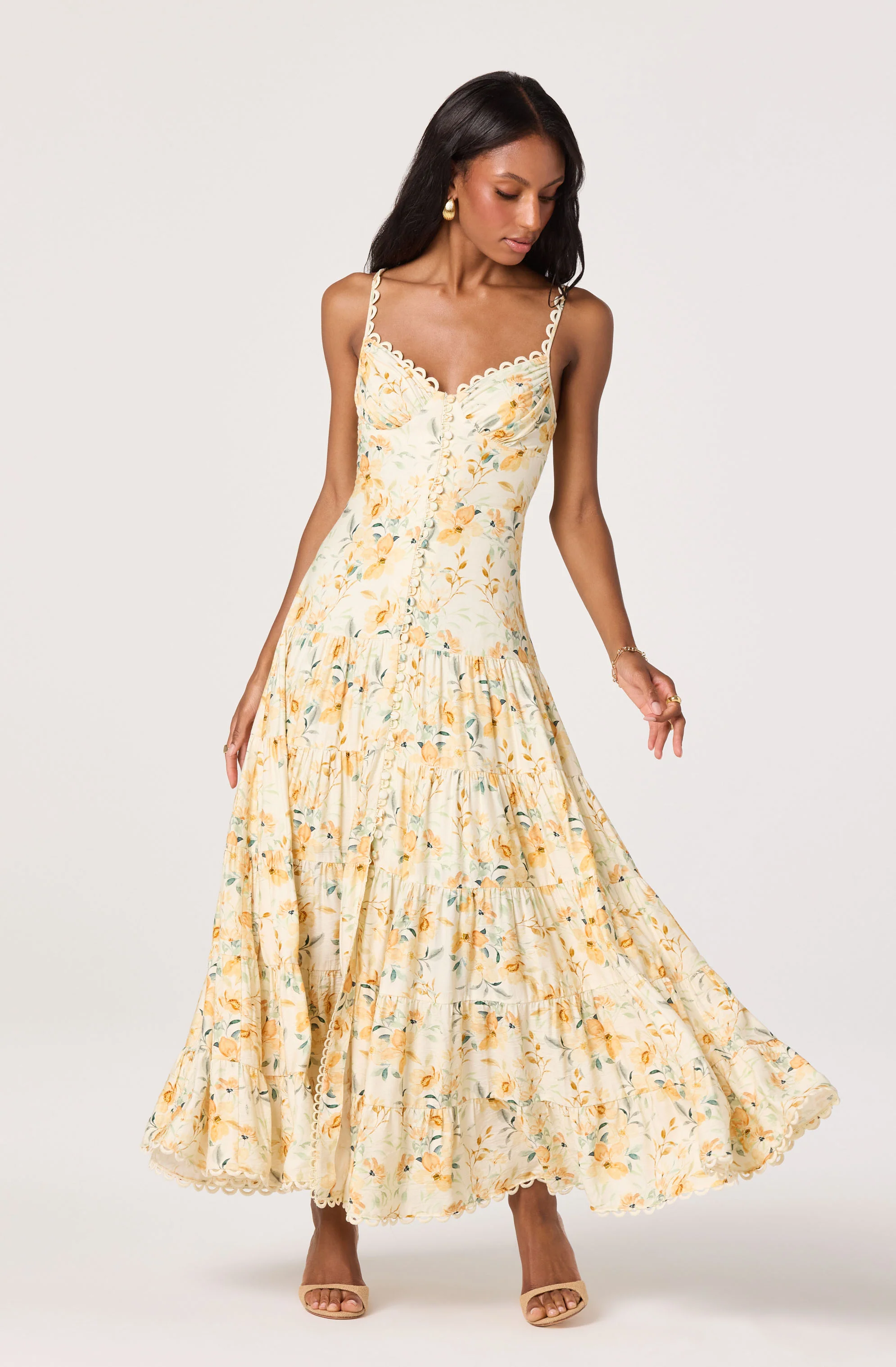 Tazia Scalloped Sweetheart Maxi Dress