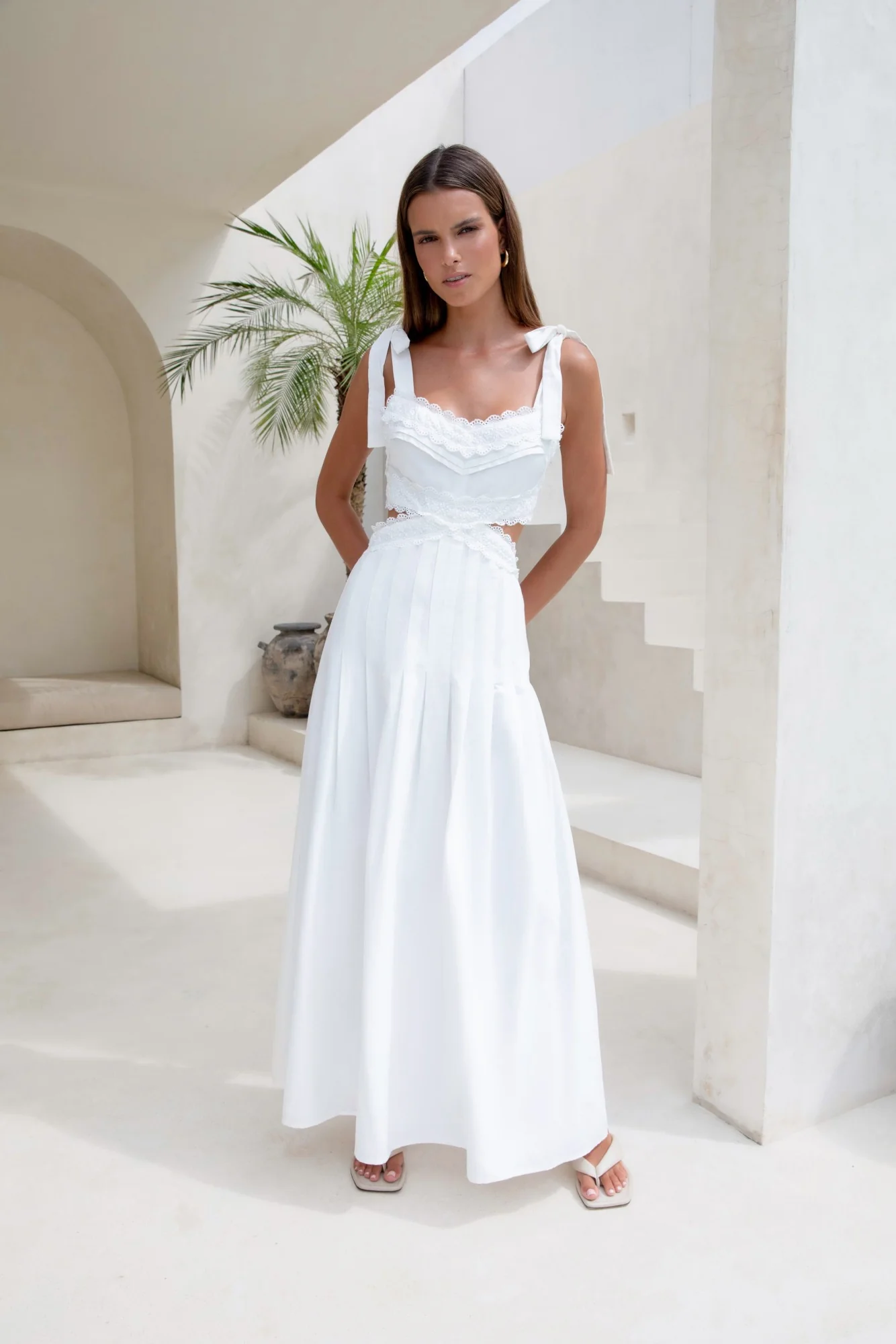Laced In Time Maxi Dress White - luluinthesky