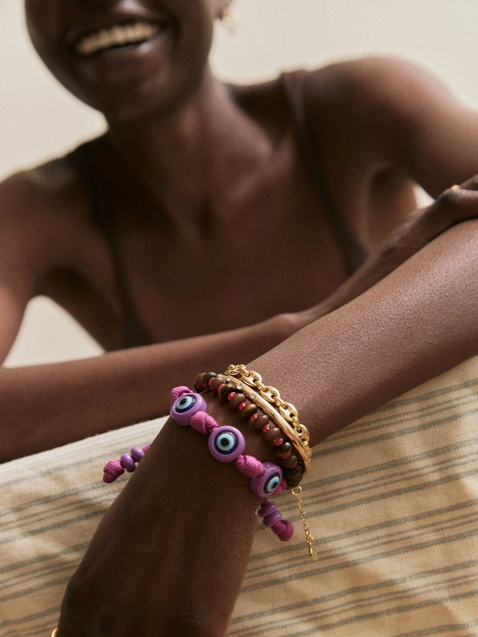 Knotty Good Eye Cord Bracelet  - Lilac