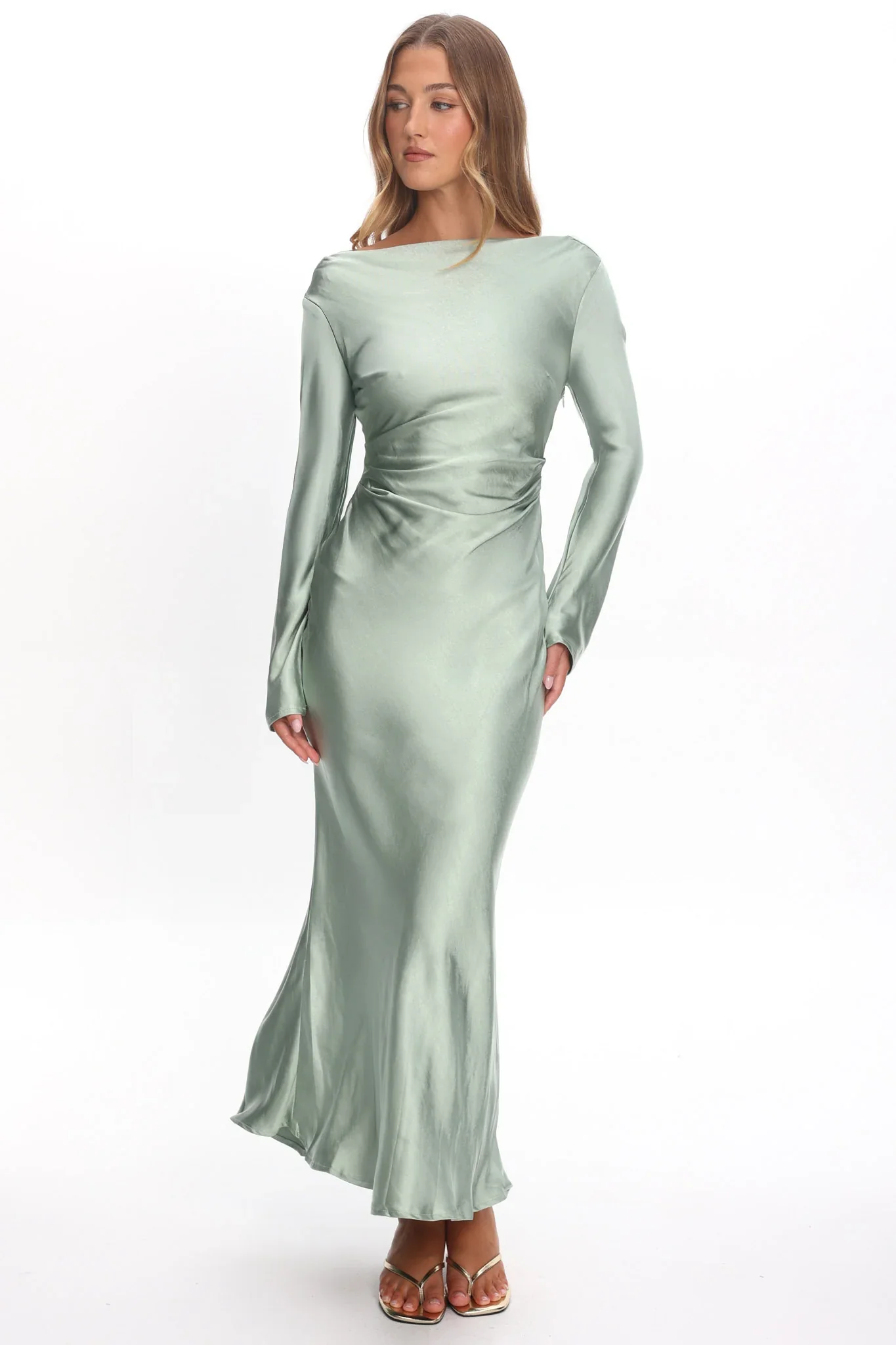 Loveland Cowl Back Midi Dress Sage