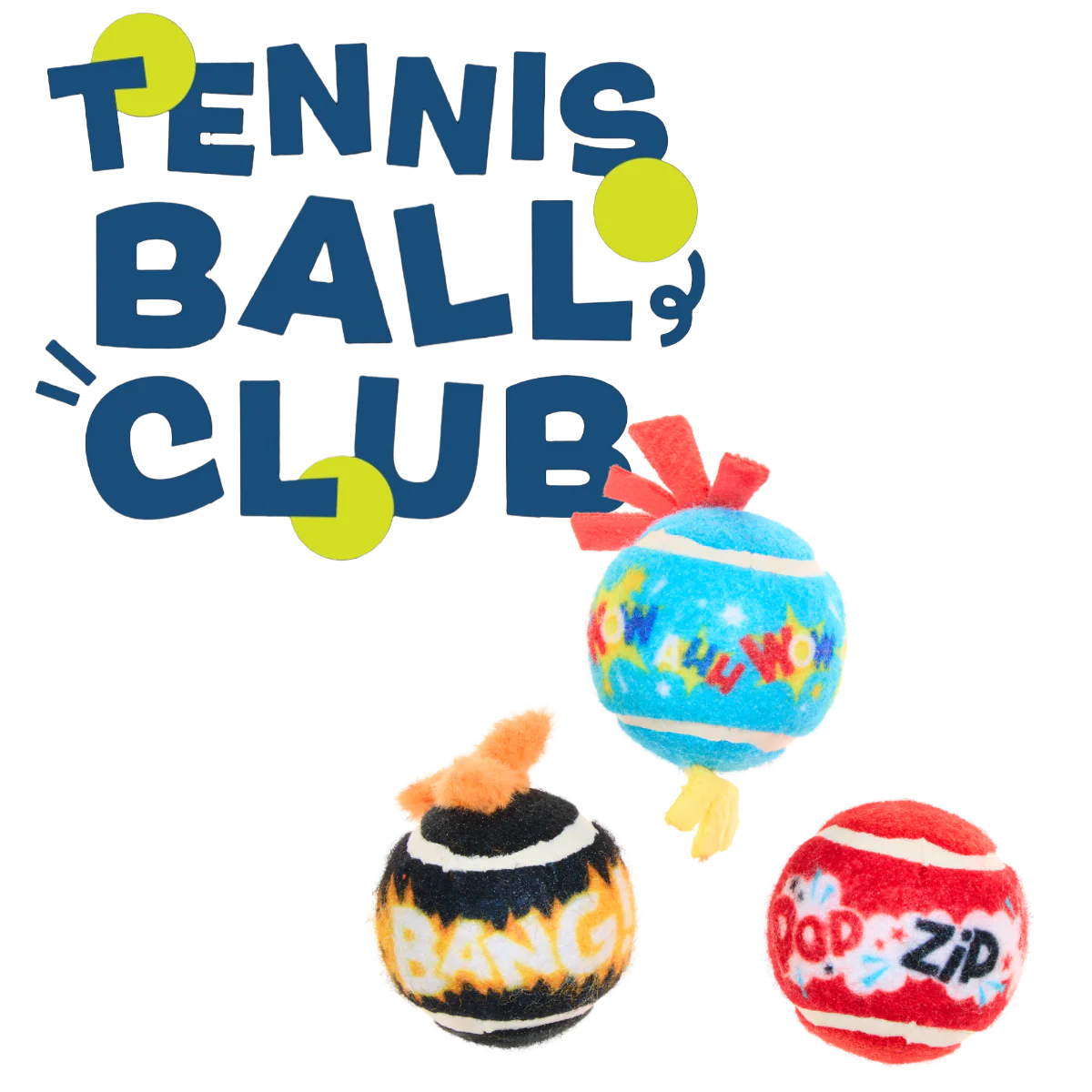 Tennis Ball Club, 3 Squeaky Monthly Tennis Ball Dog Toys