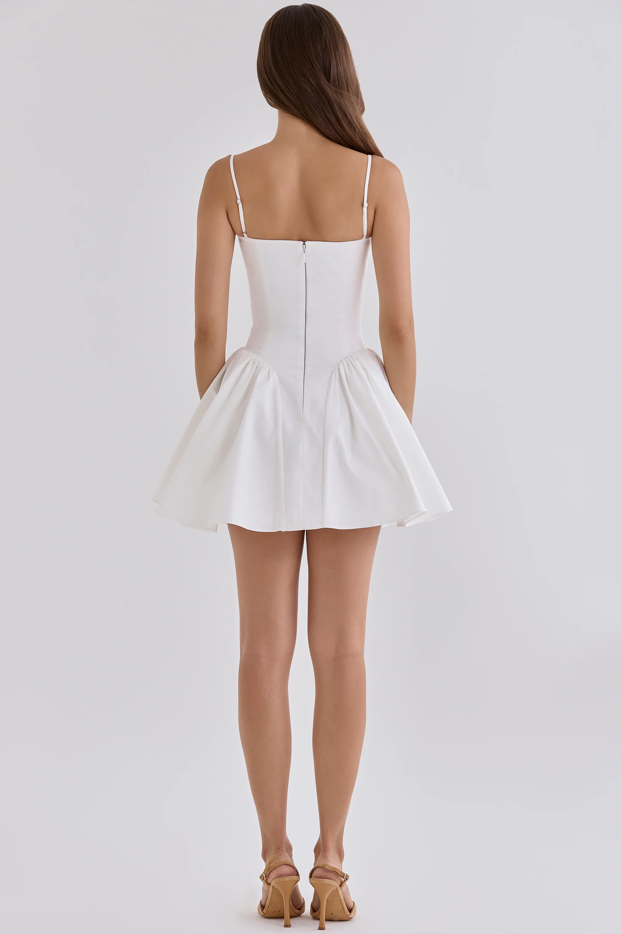 White Cotton Corset Mini Dress