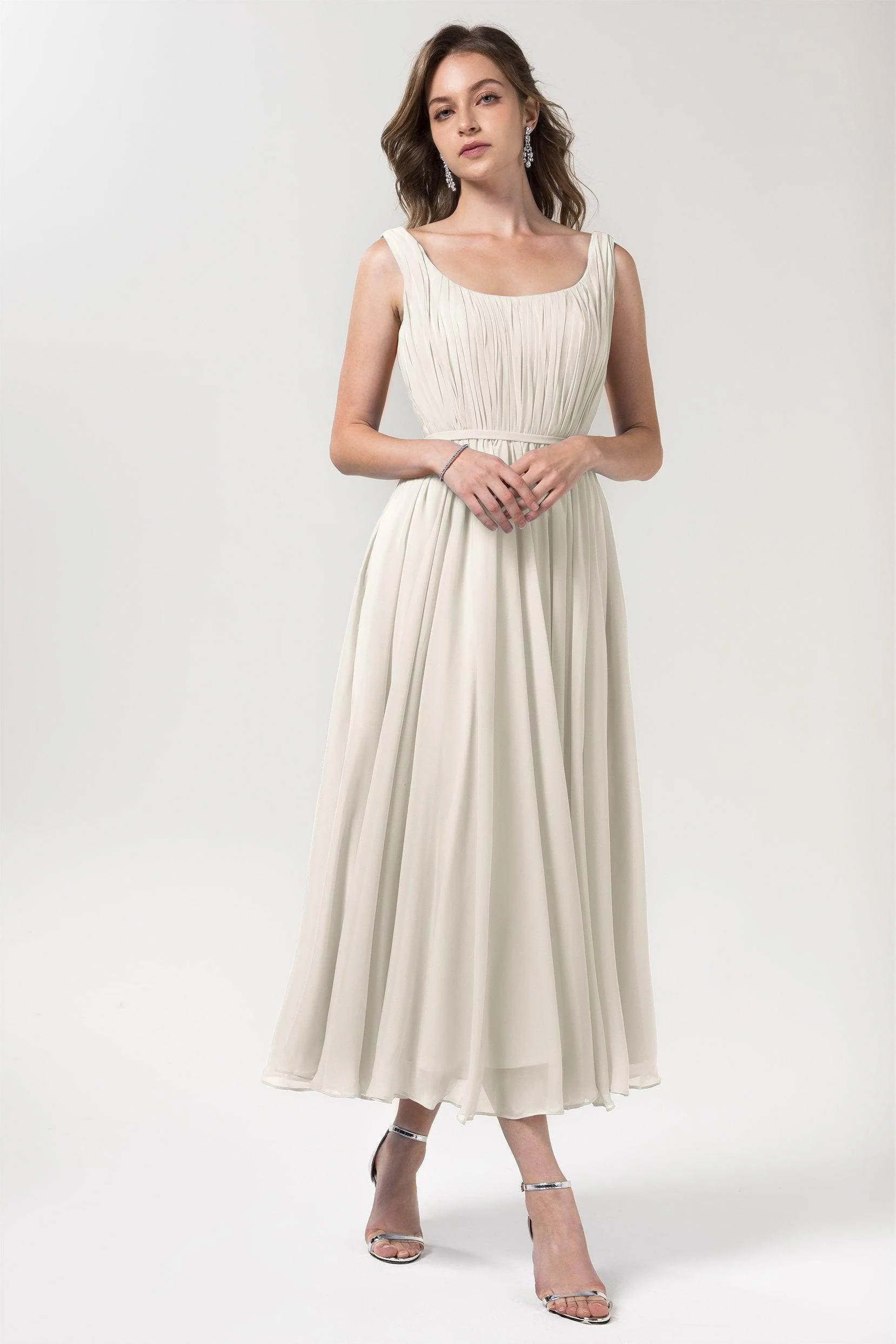 A-Line Tea Length Chiffon Bridesmaid Dress CB0555