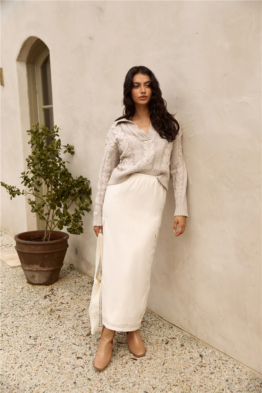 SEVEN WONDERS Picilo Long Midi Skirt Stone