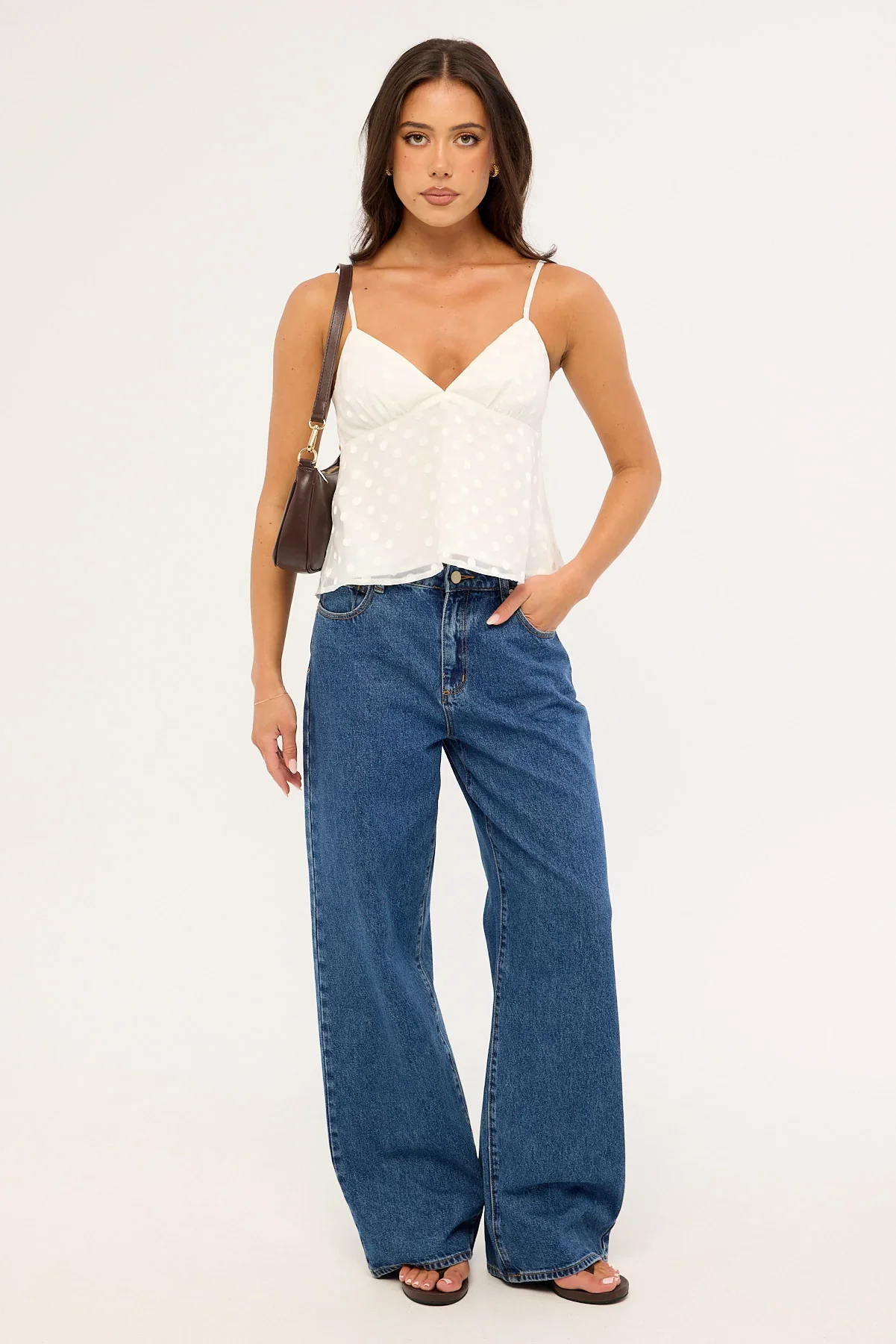 Luck & Trouble Coco Polka Cami Top White