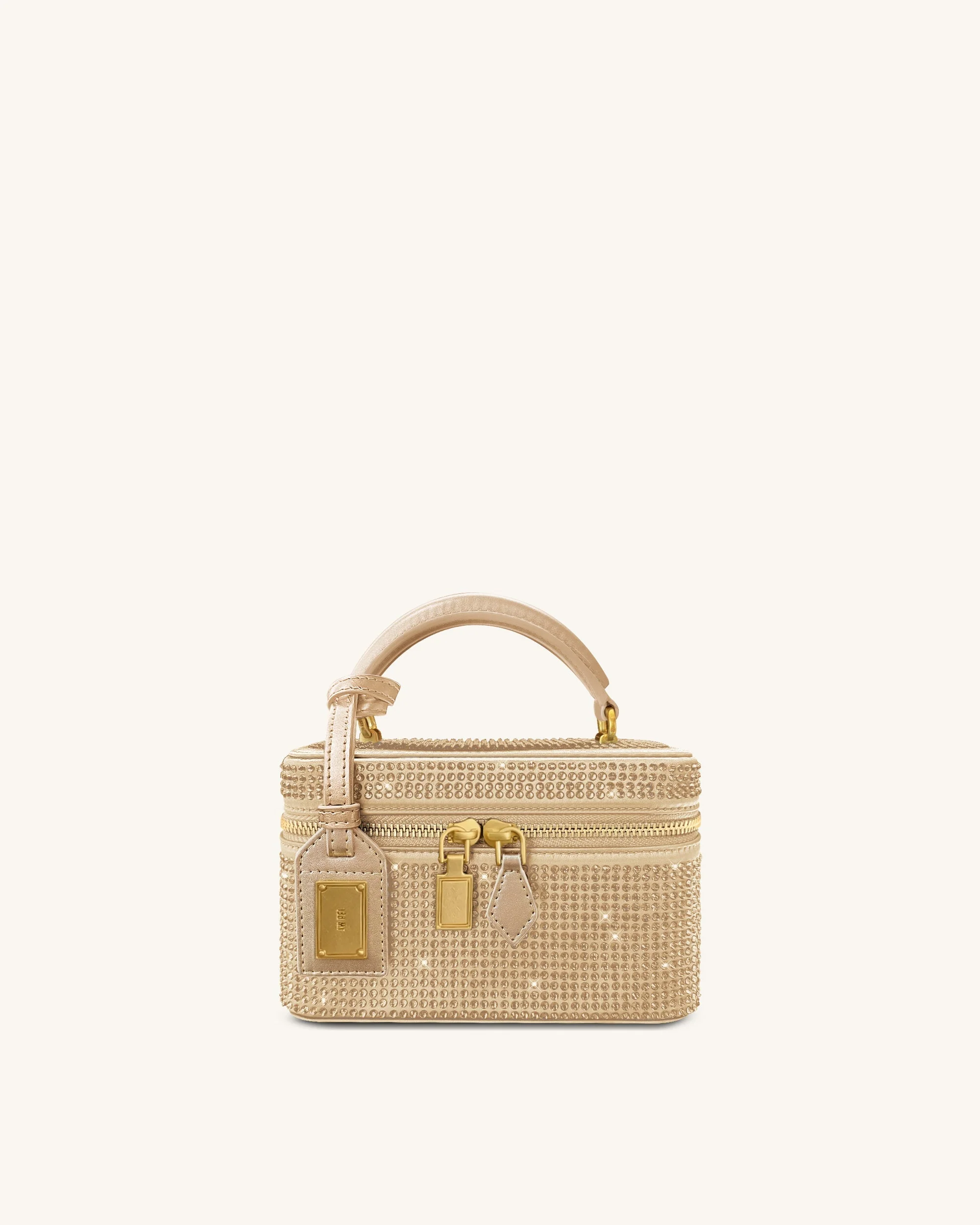 Cleo Artificial Crystal Box Shape Top Handle Bag - Champagne