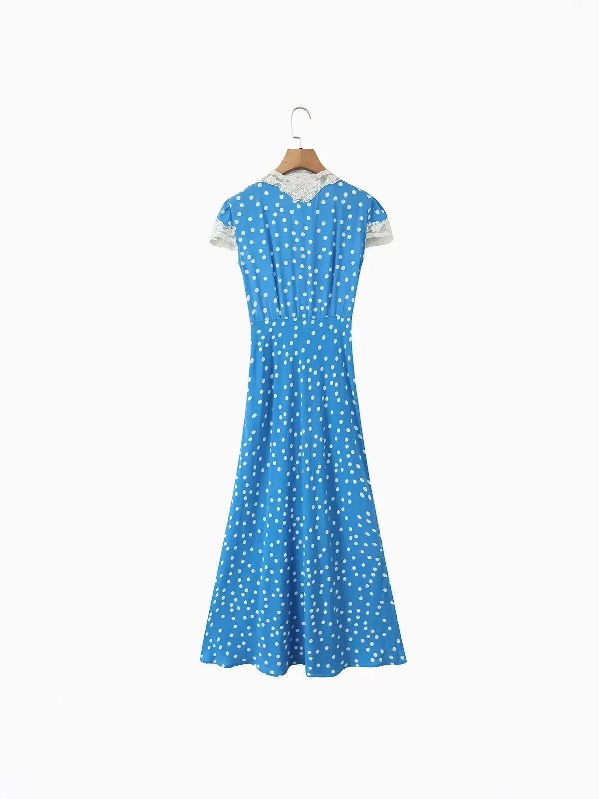 Elmer Blue Polka Dot Chiffon Maxi Dress