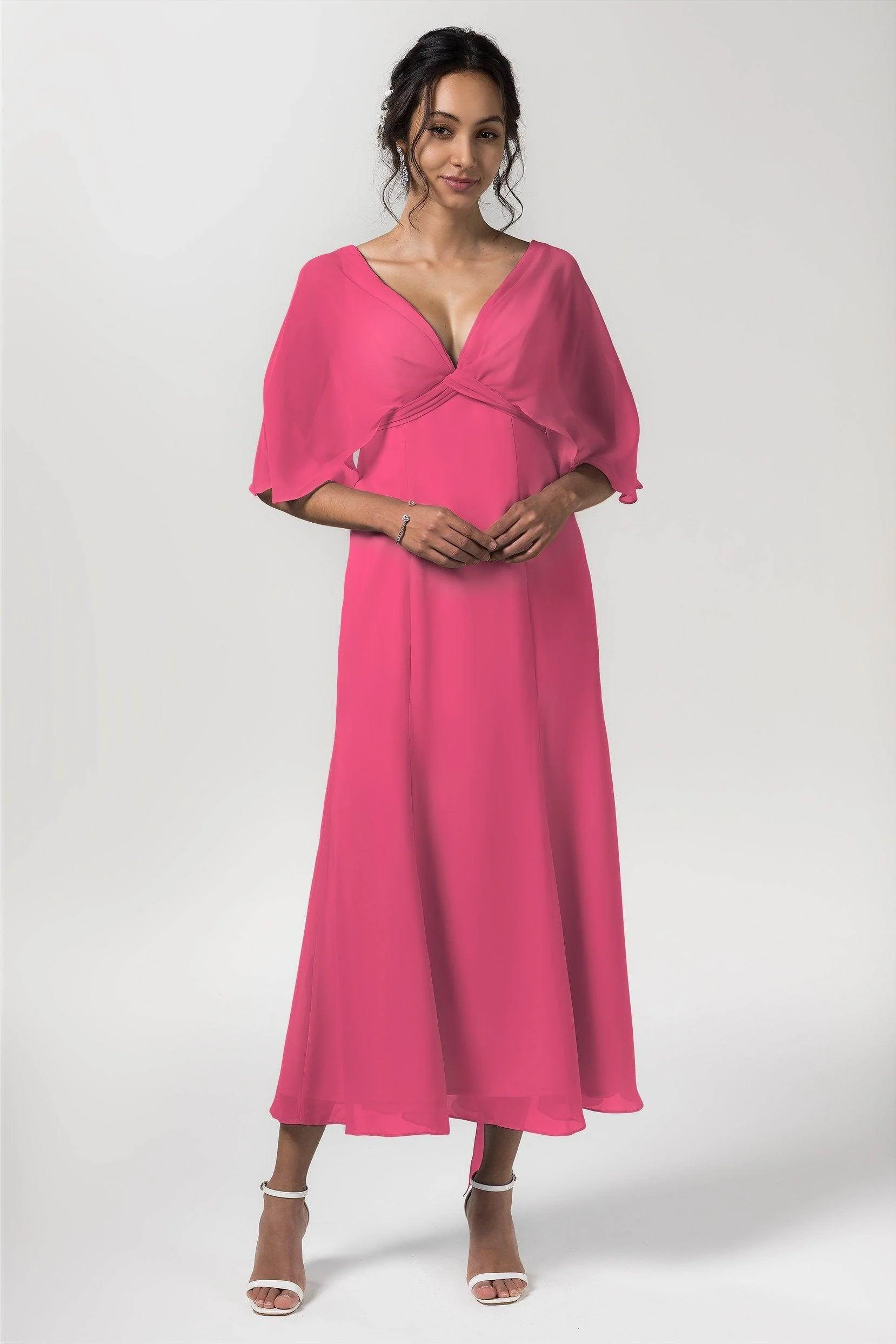 A-Line Tea Length Chiffon Bridesmaid Dress CB0553