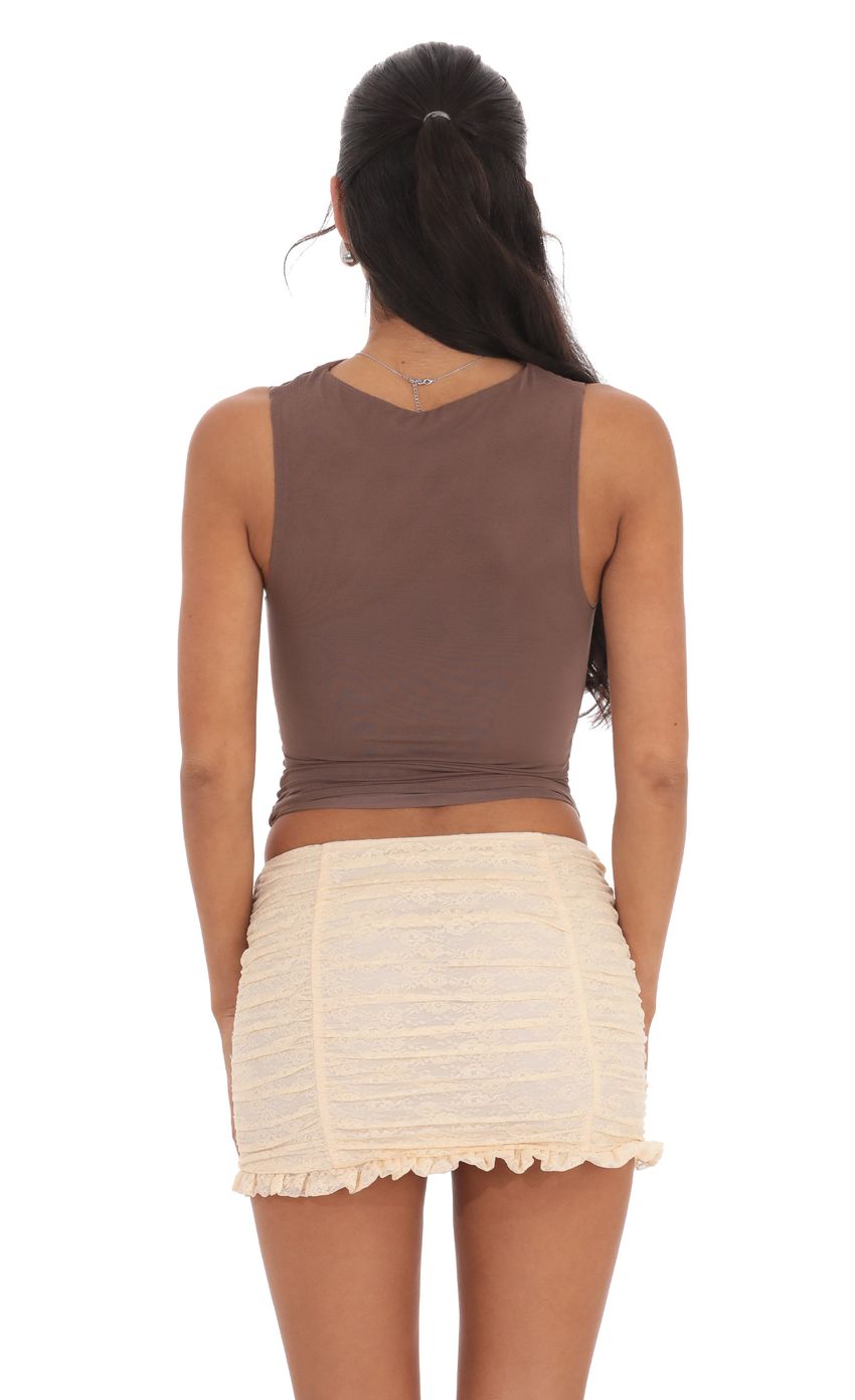 Ruched Lace Skirt in Pastel Peach