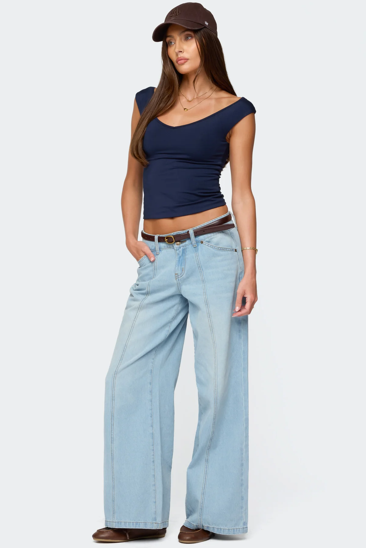 Angeline Wide V Neck Top