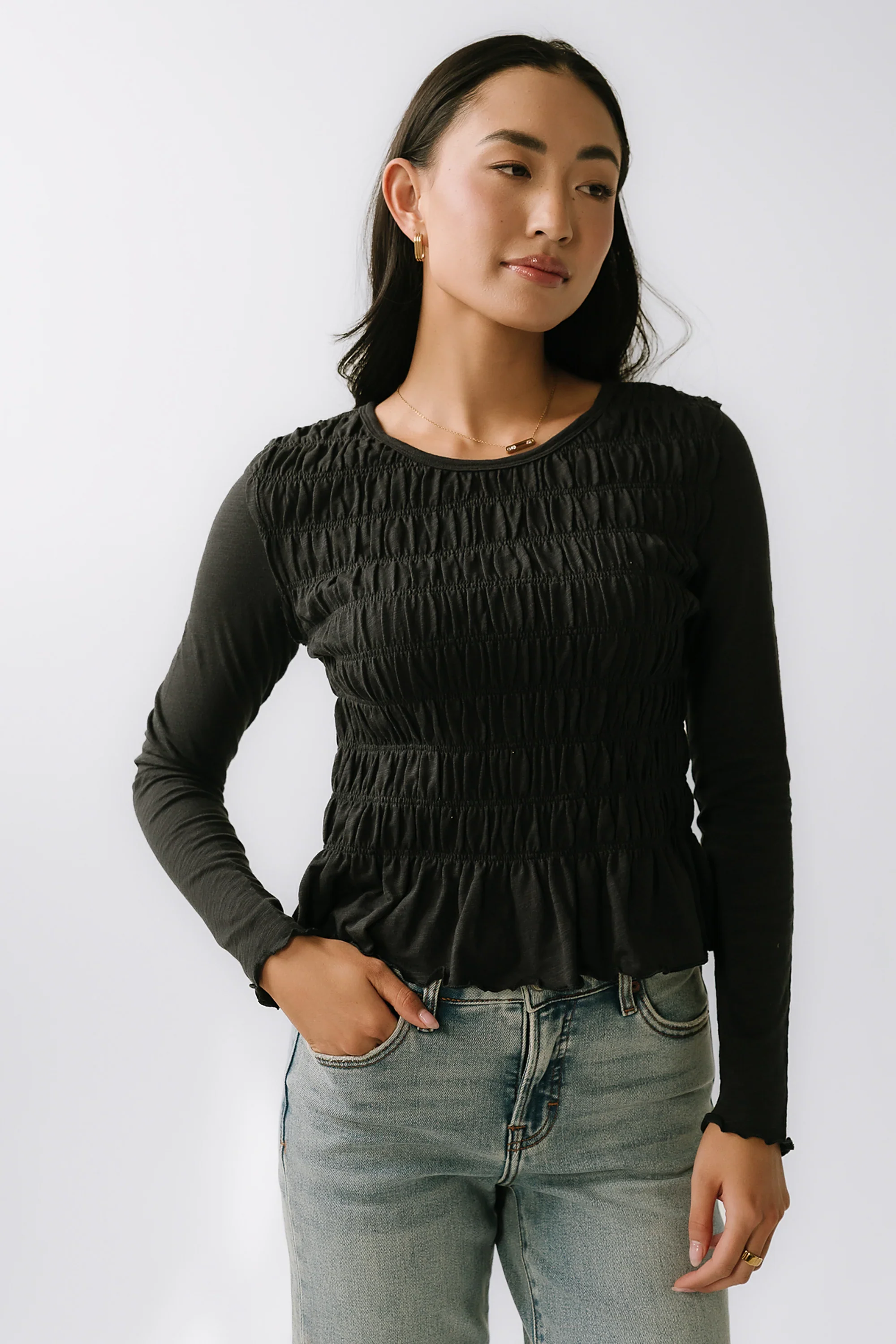 Harry Smocked Top in Black