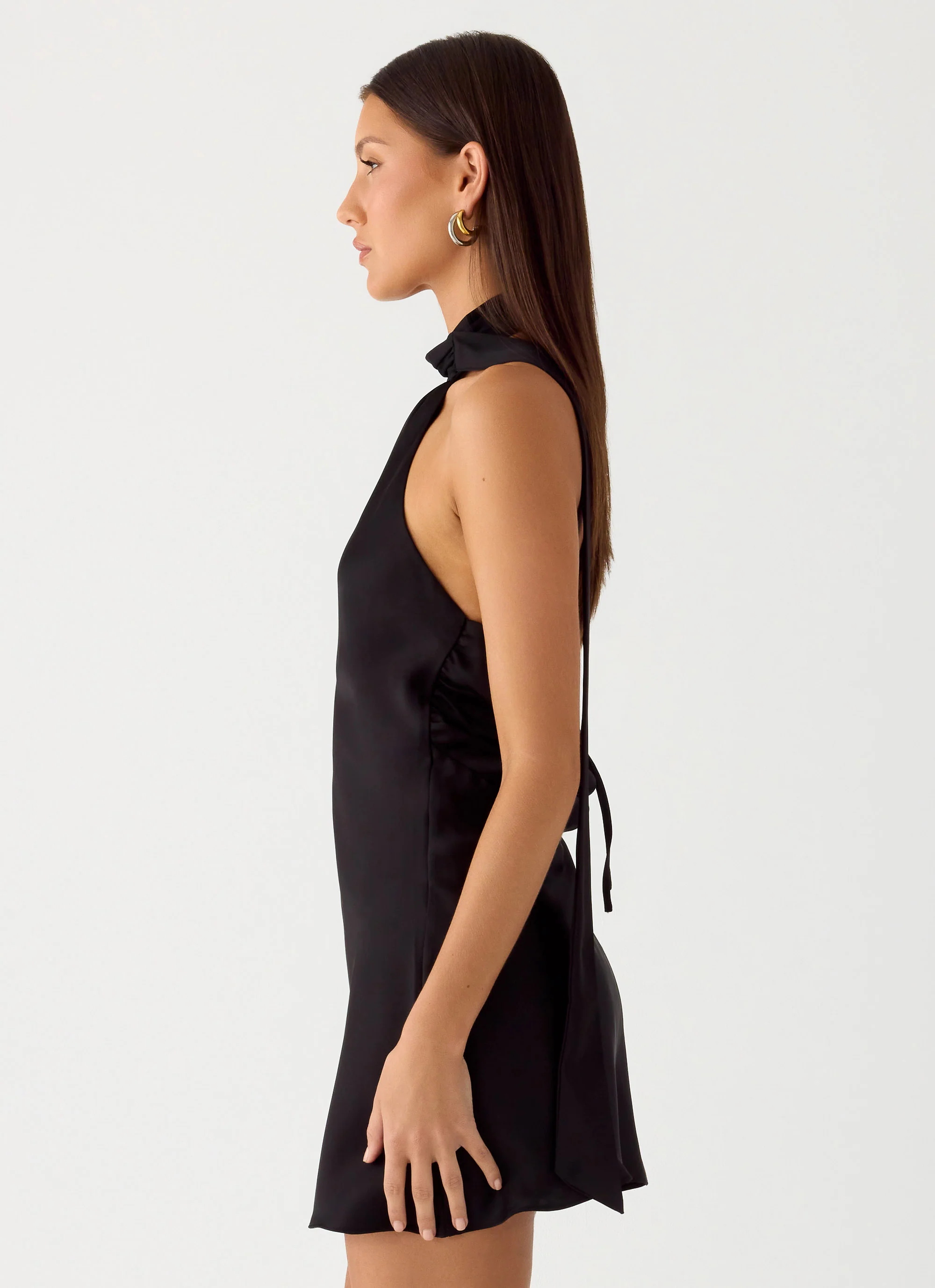 Keena Scarf Mini Dress - Black - luluinthesky