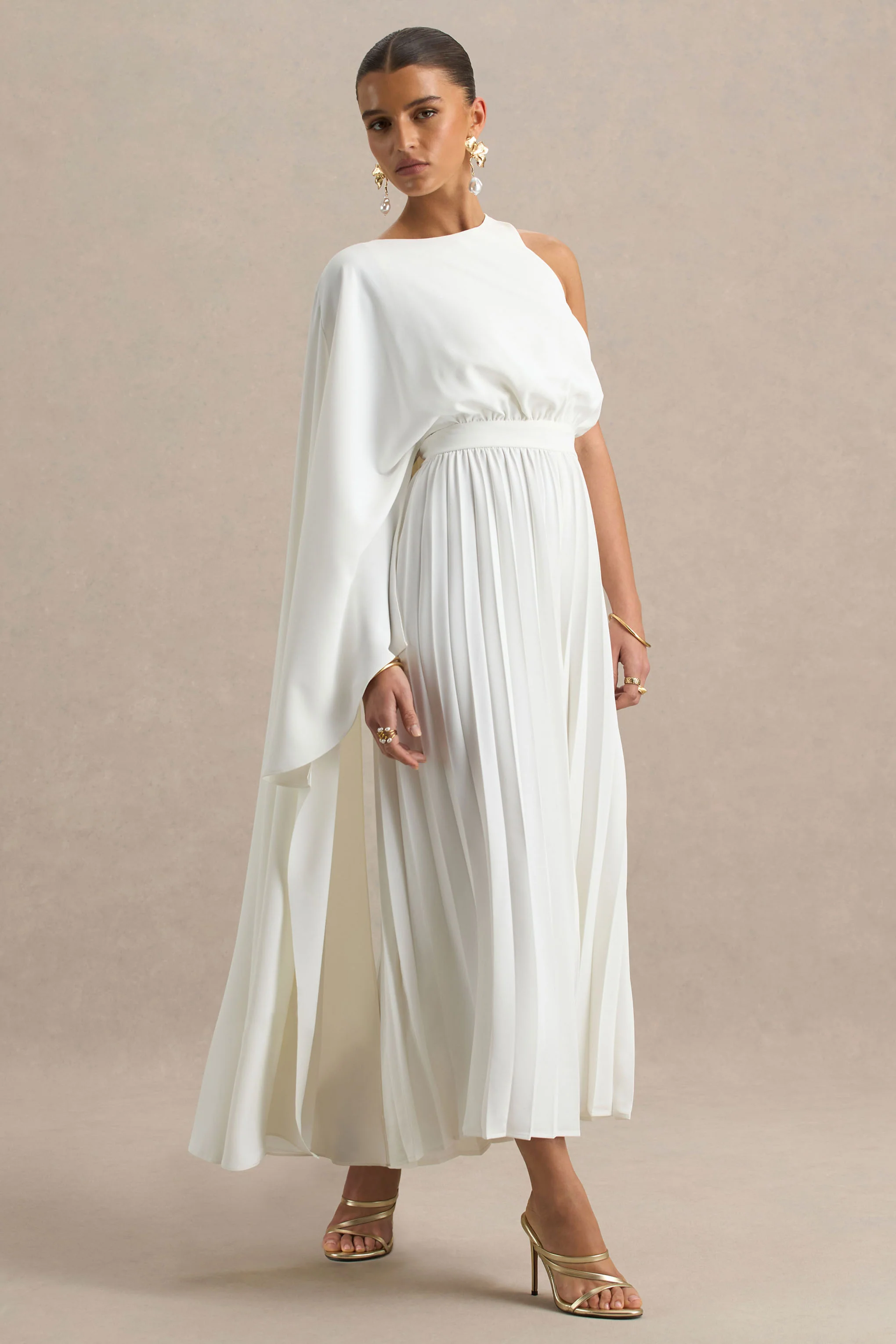 Paradise | White Cape-Sleeve Jumpsuit
