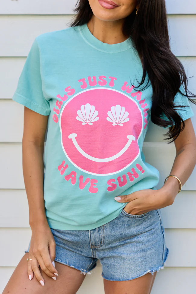 Girls Just Wanna Have Sun Chalky Mint Graphic Tee