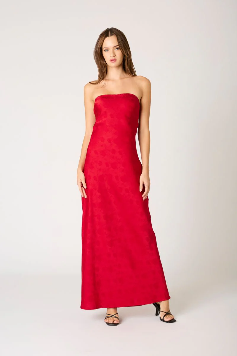 Strapless Open Cowl Back Gown