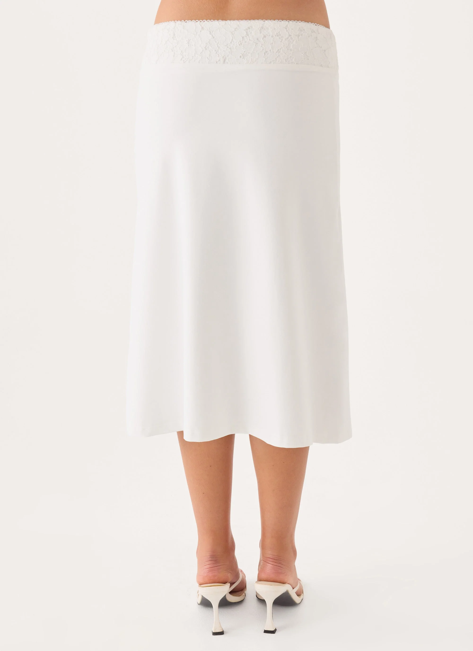 Moments Midi Skirt - White - luluinthesky