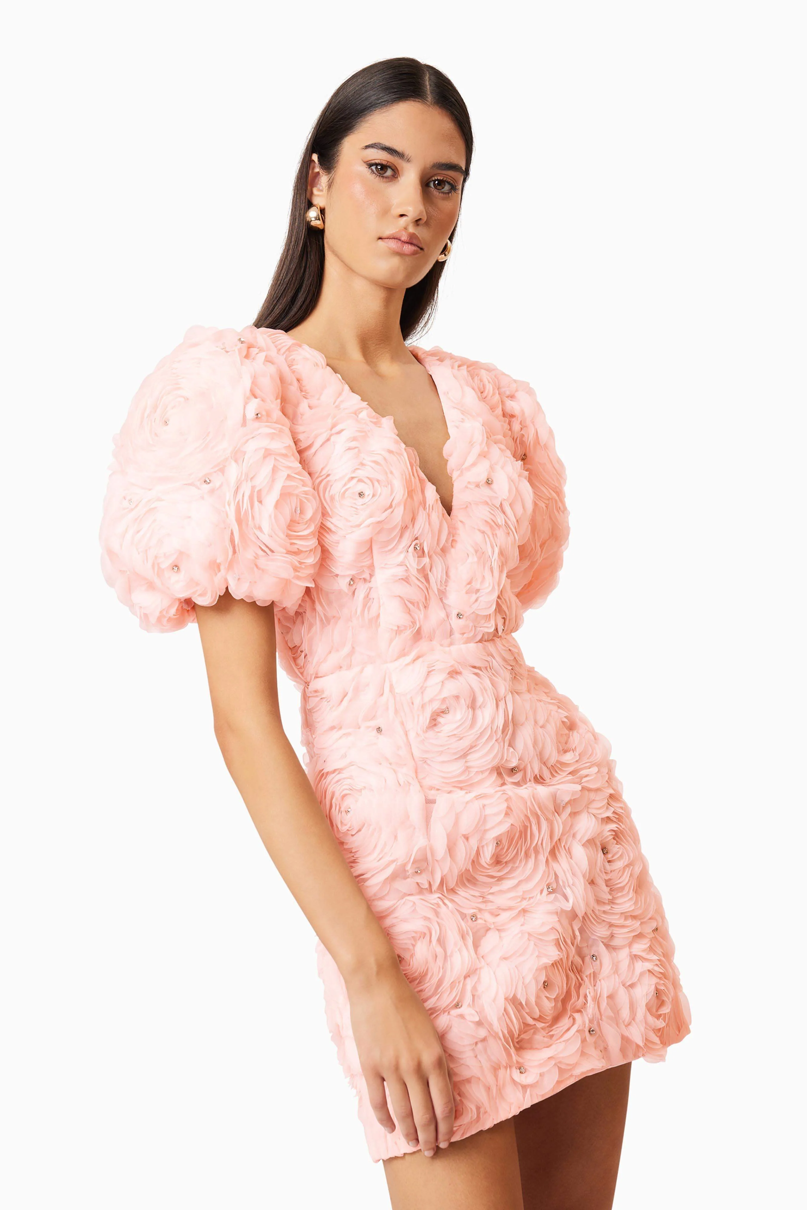 Rosella 3D Mini Dress In Pink