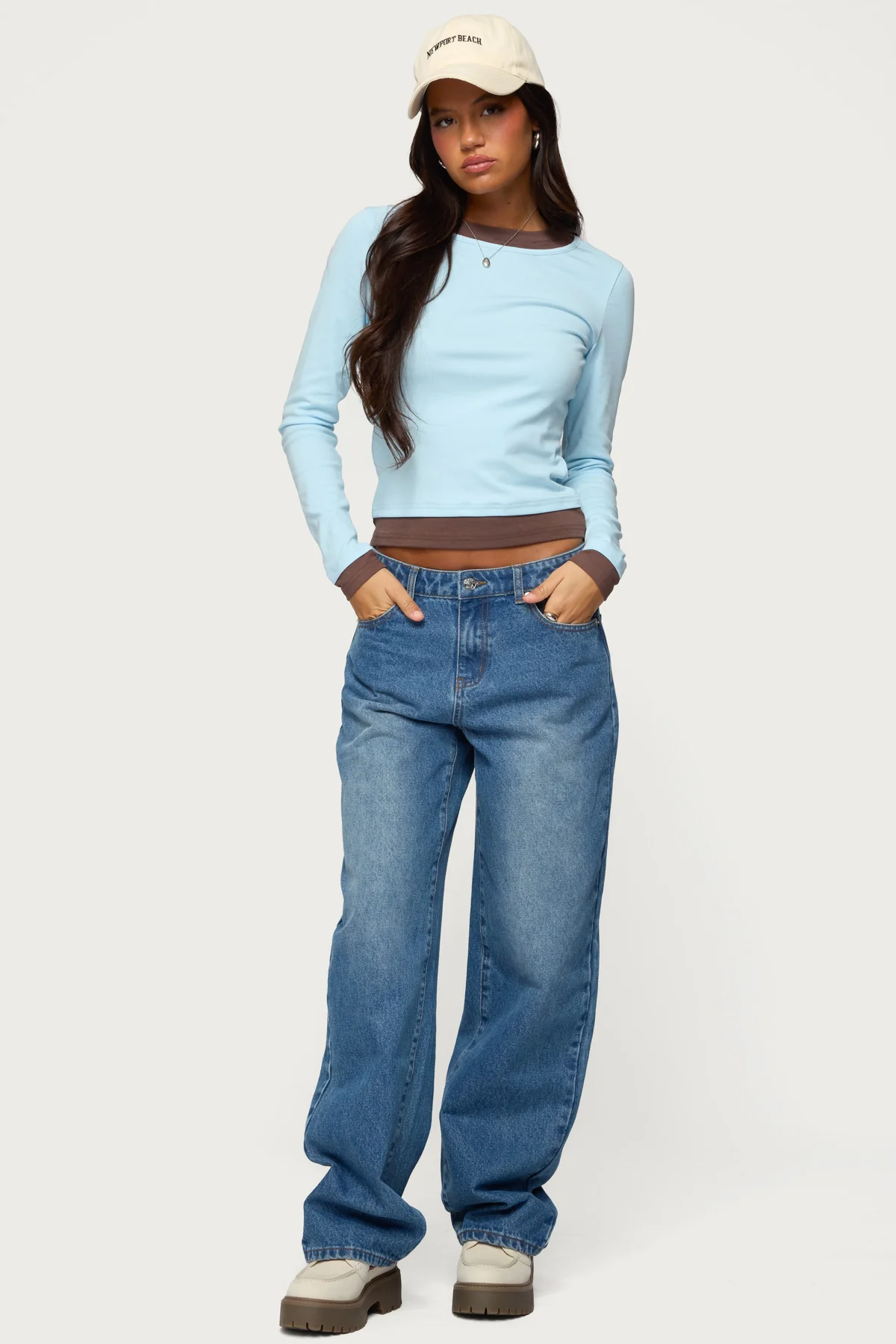 Contrast Layered Look Long Sleeve T Shirt