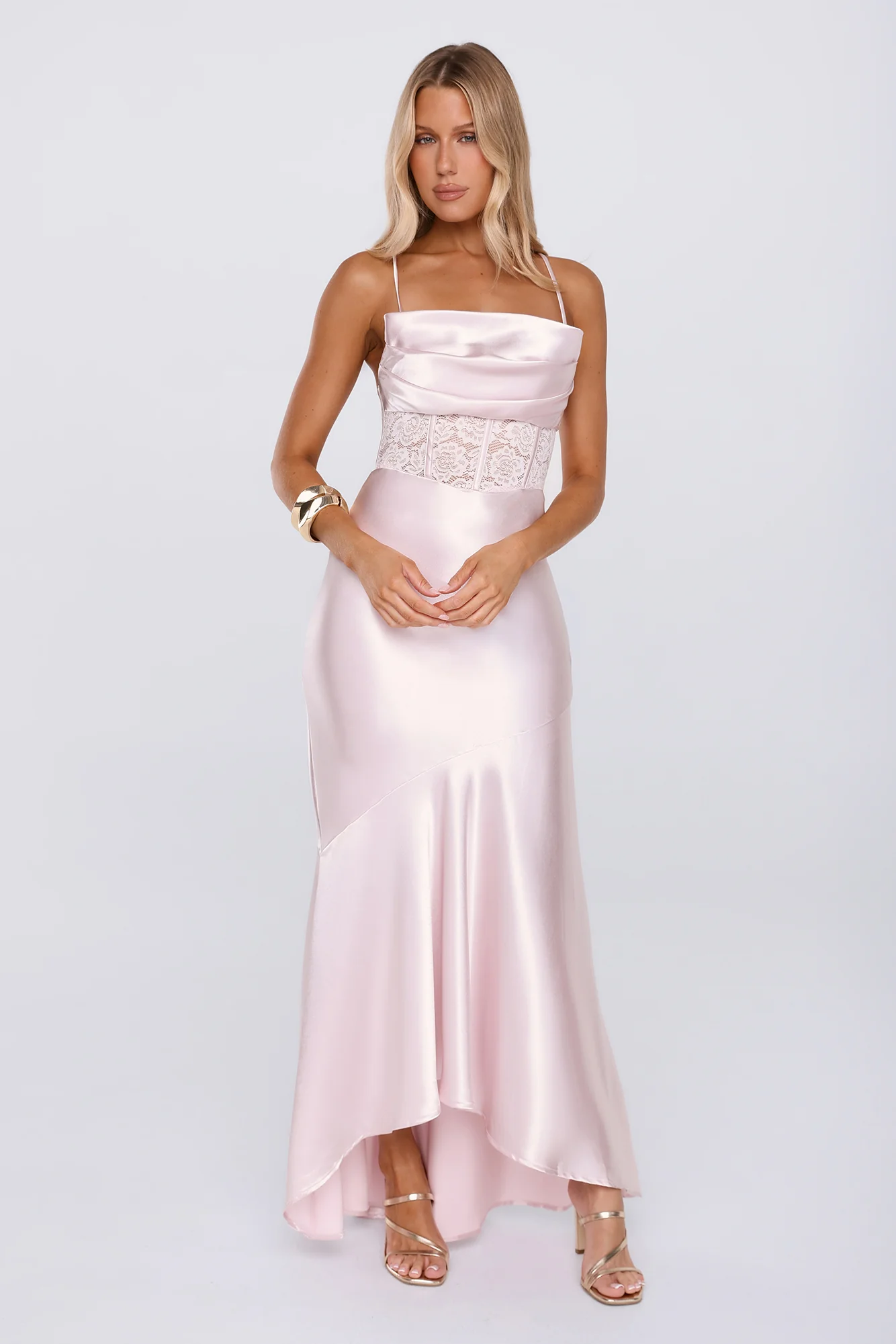 Silker Moments Satin Maxi Dress Pink