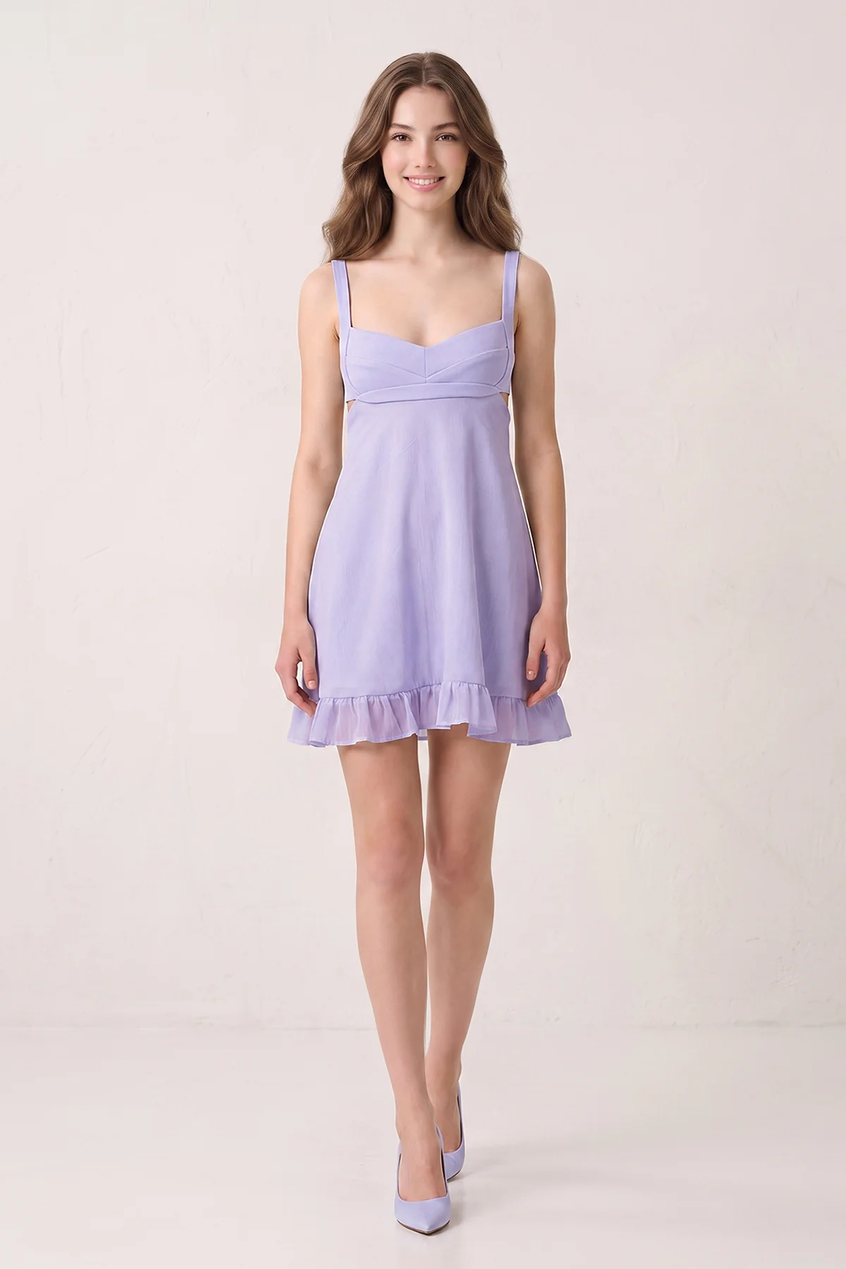 Mint Green Sweetheart Chiffon Ruffled A-Line Cut-Out Homecoming Dress