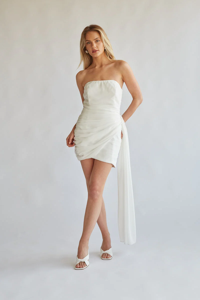 Ariana Strapless Draped Mini Dress - luluinthesky