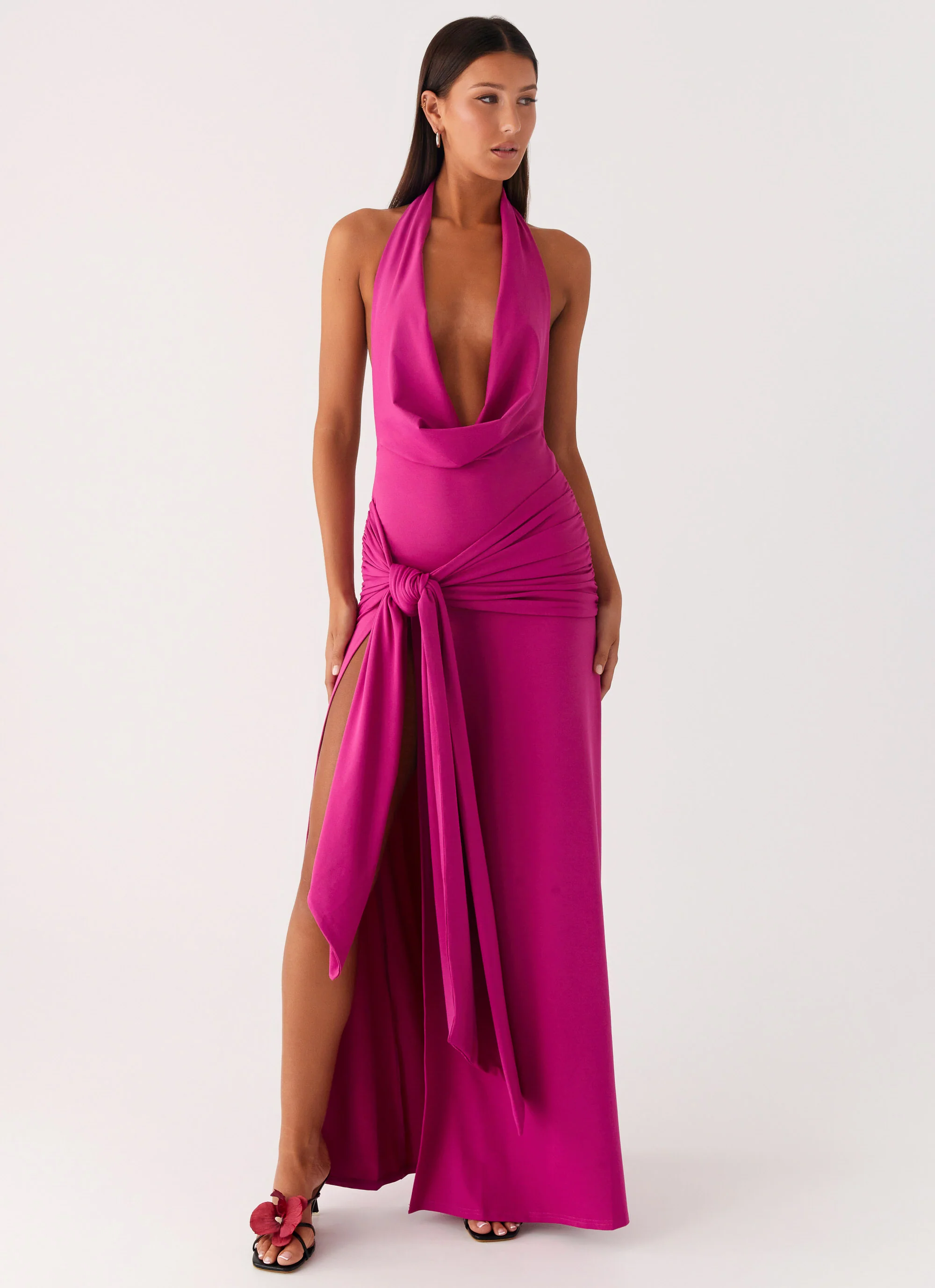 Rowan Ray Cowl Maxi Dress - Fuchsia