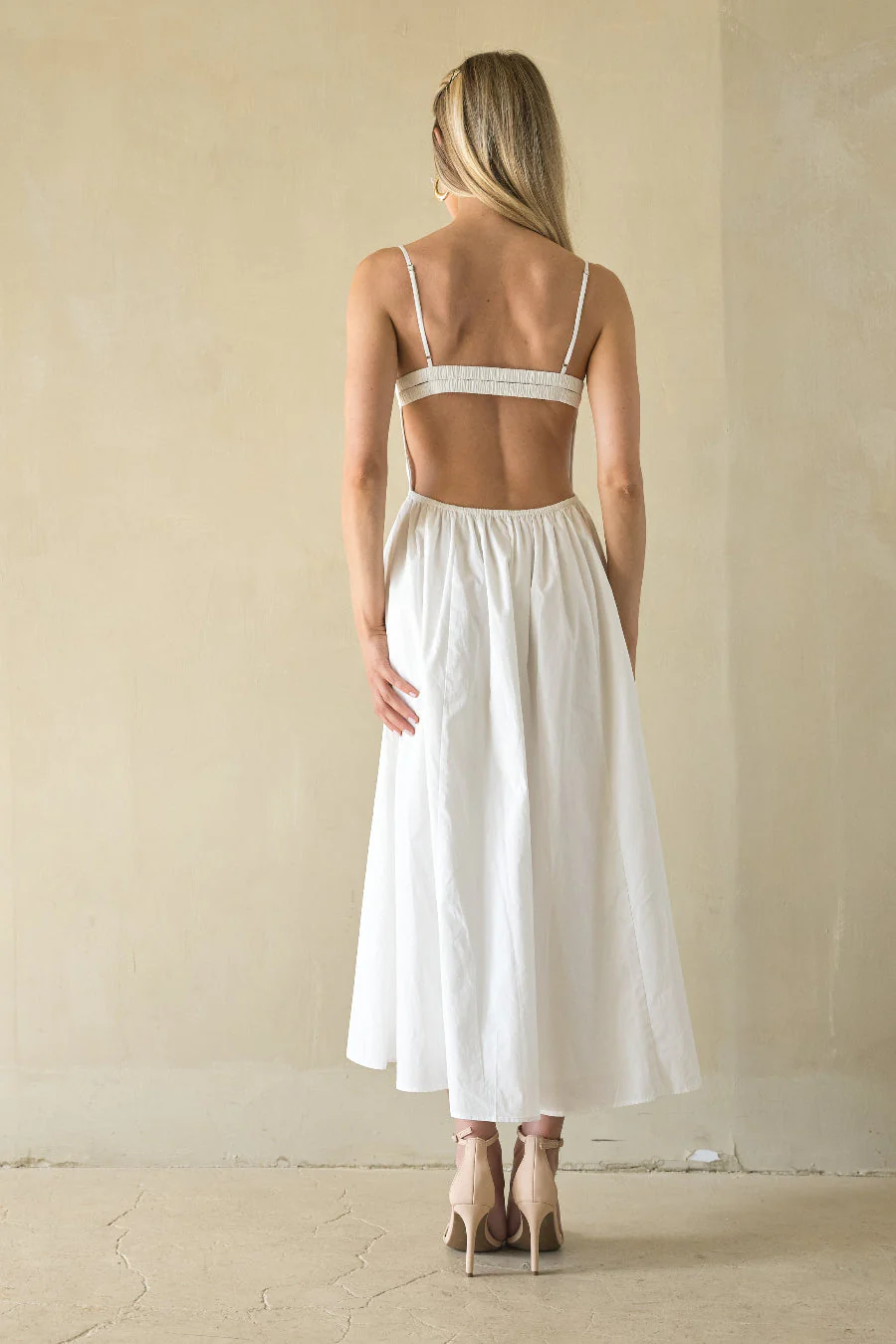 NIA Destene Open Back Midi Dress