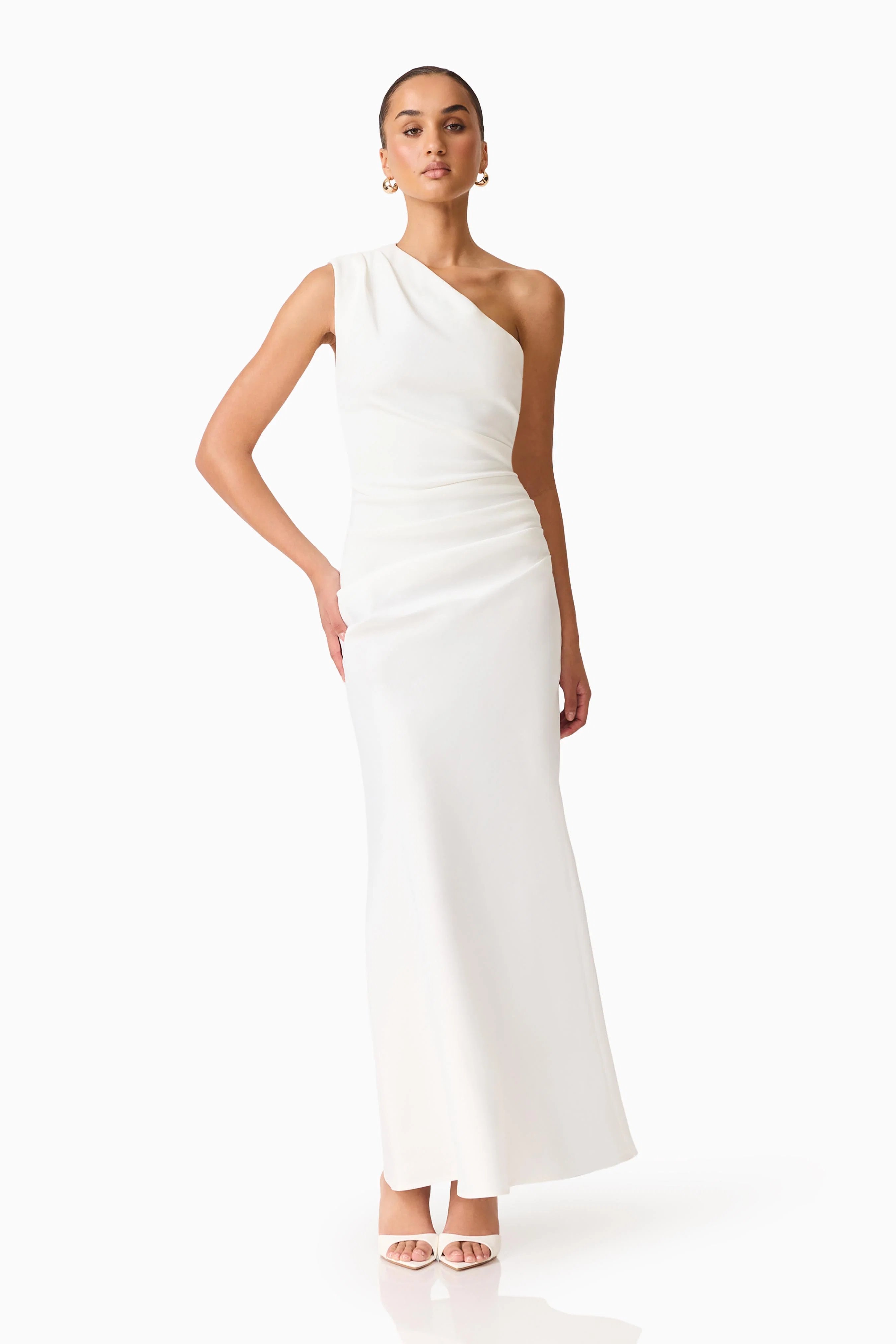 Skye One Shoulder Gown in White