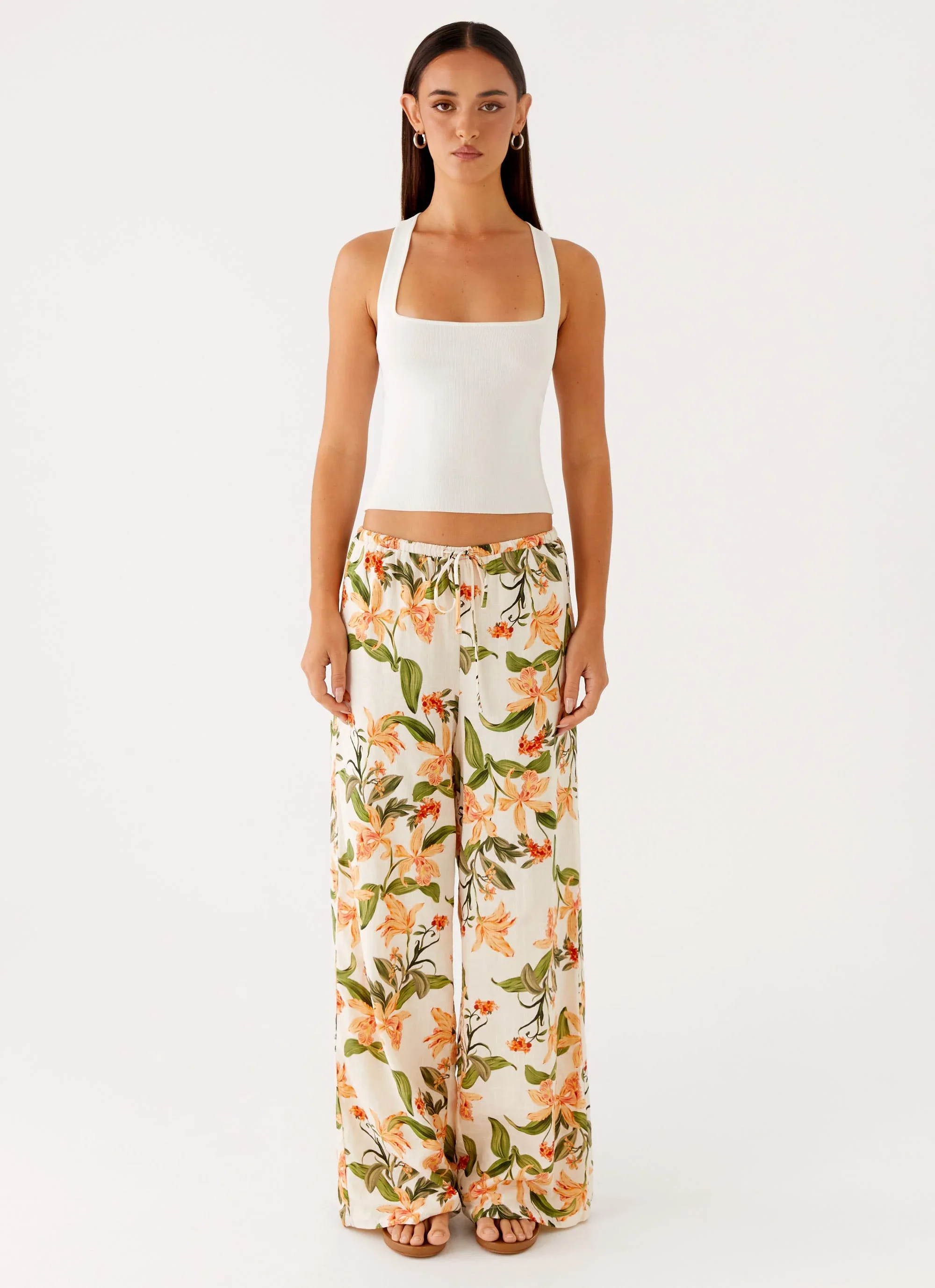 Dalida Linen Pants - Floral Print