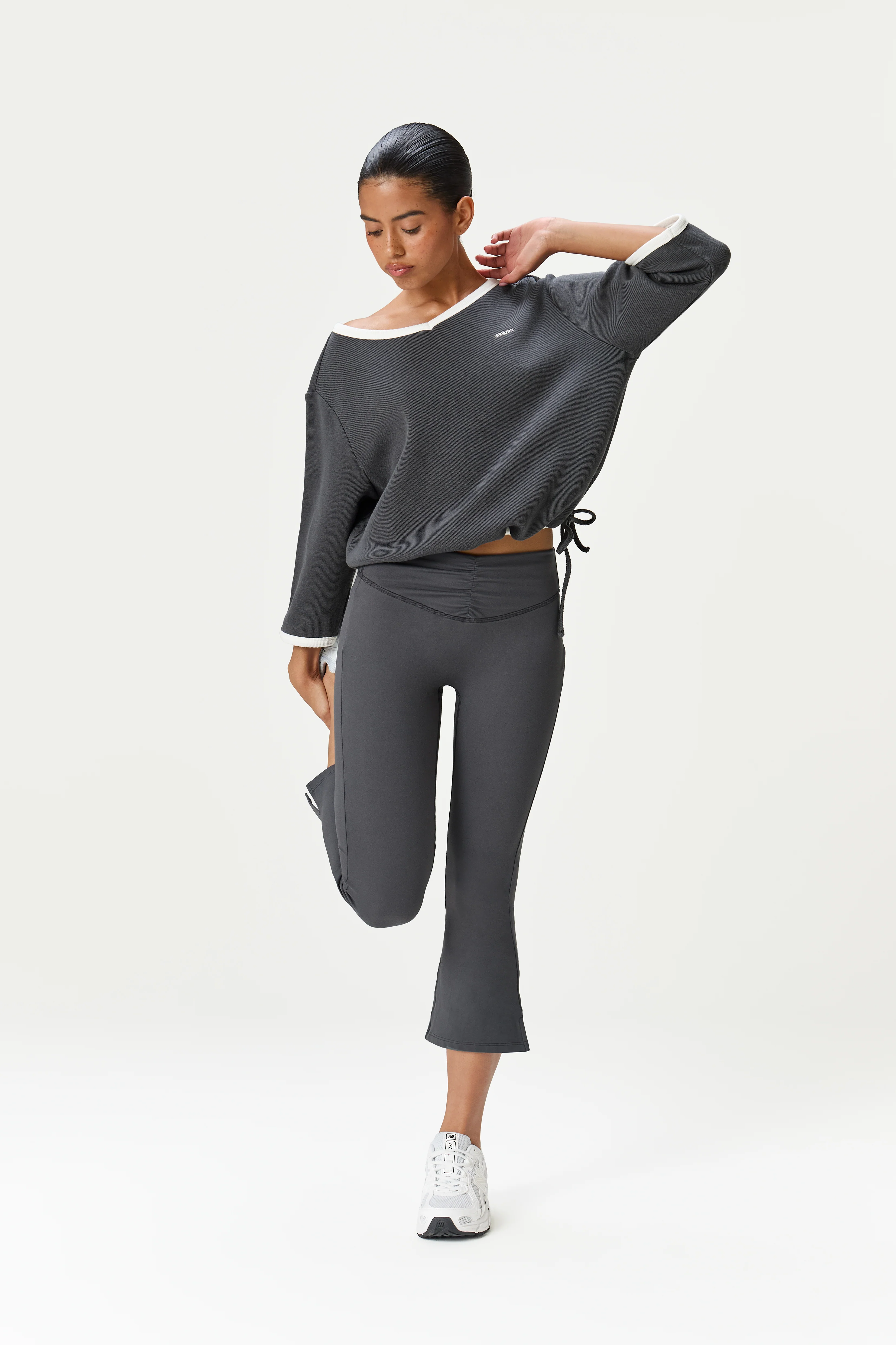 Sure Ruched Active Capri in Charcoal