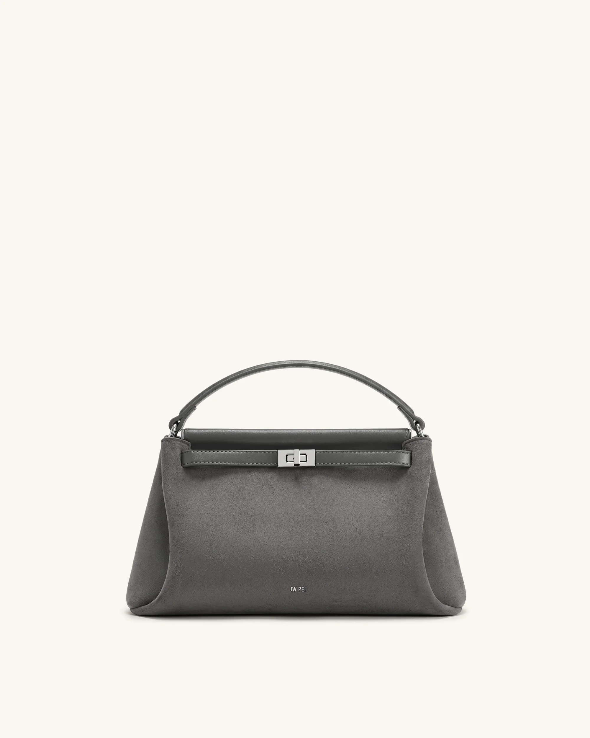 Carmen Faux Suede Top Handle Bag - Dark Gray