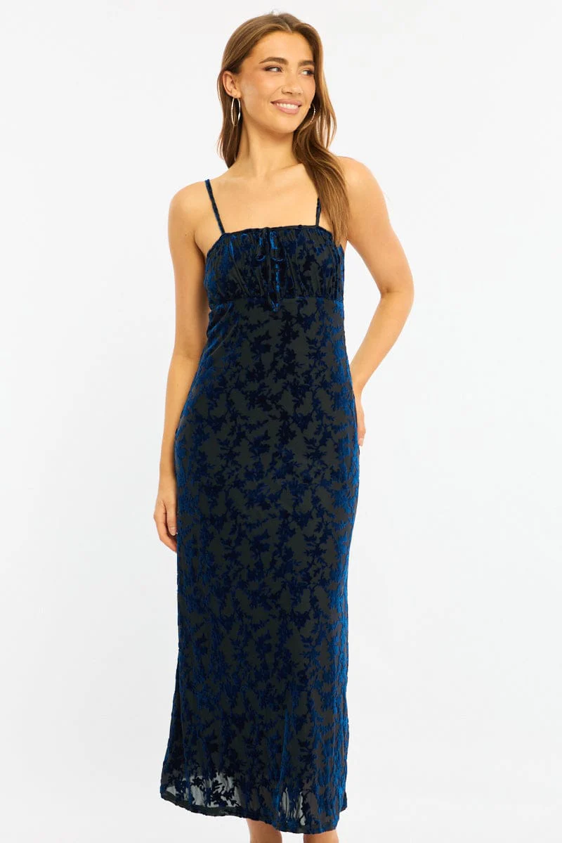 Blue Midi Dress Strappy