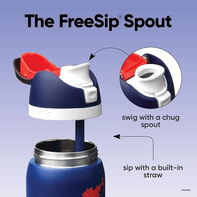 Owala Spider-Man FreeSip Insulated Stainless Steel Water Bottle with Straw, Suitable for Sports, Travel, and School, BPA-Free, 32 oz (approx. 907.2 ml), Swing