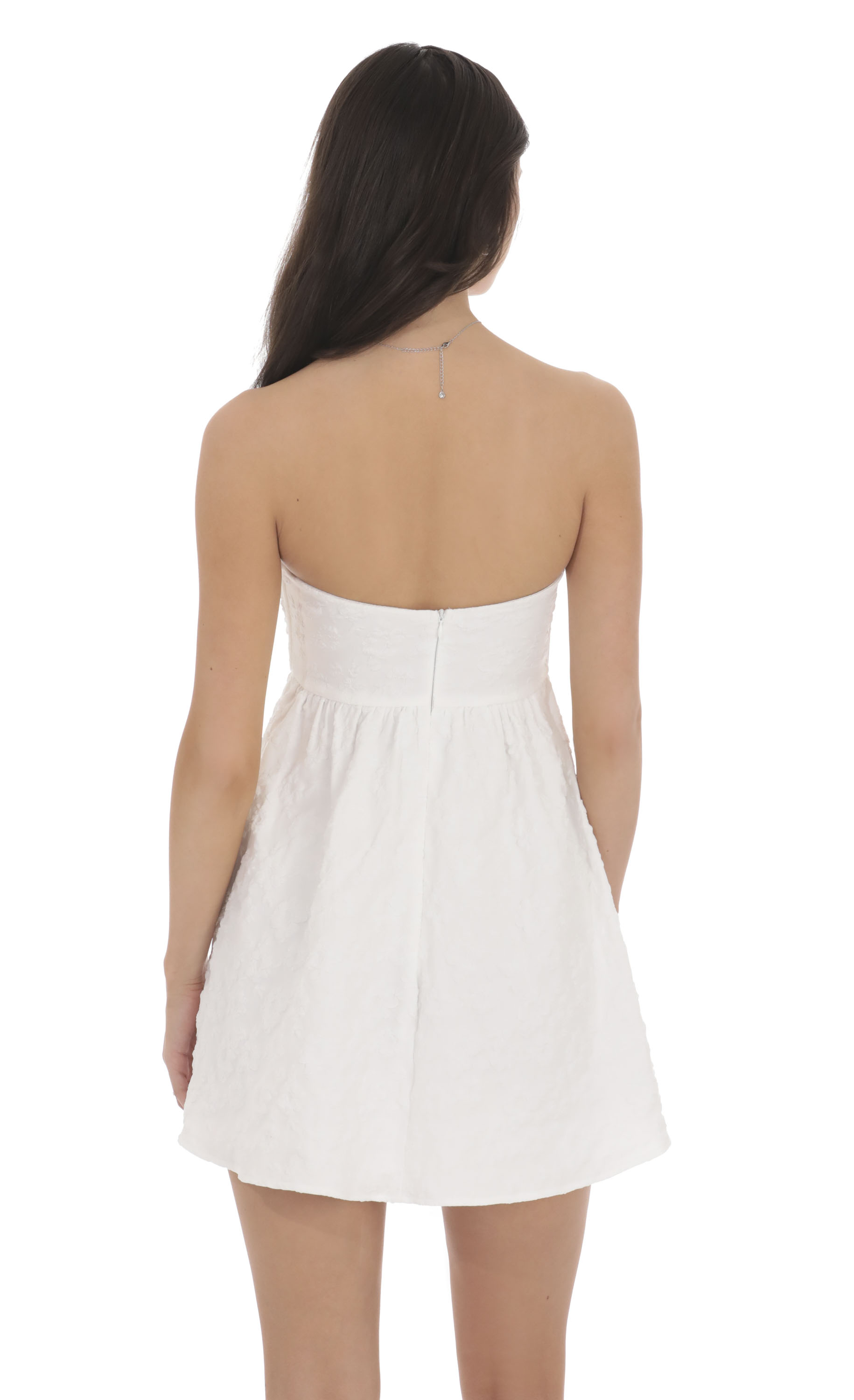 Textured Floral Babydoll Dress in White