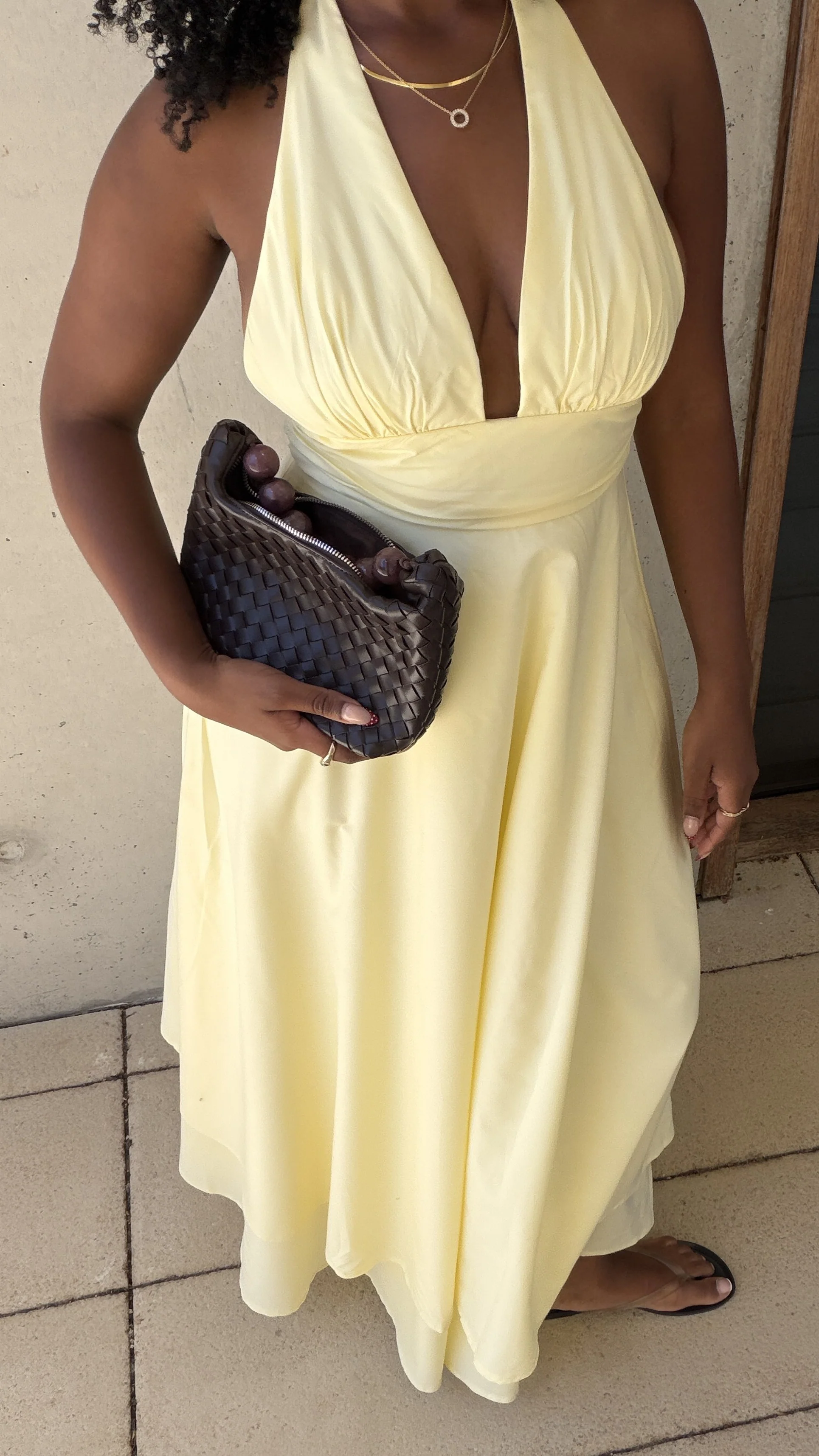 Kathy Halter Neck Maxi Dress - Lemon - luluinthesky