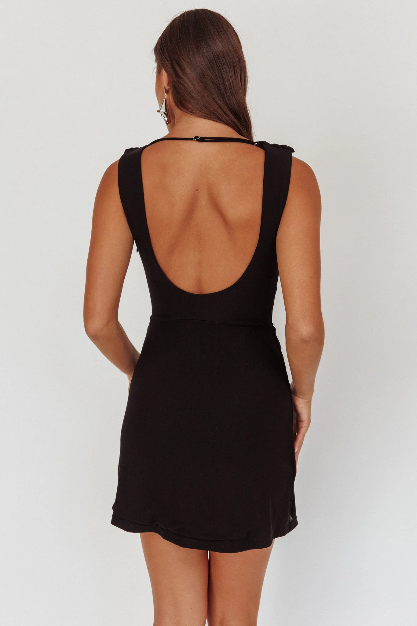 Saved Draped Neck Mini Dress Black - luluinthesky