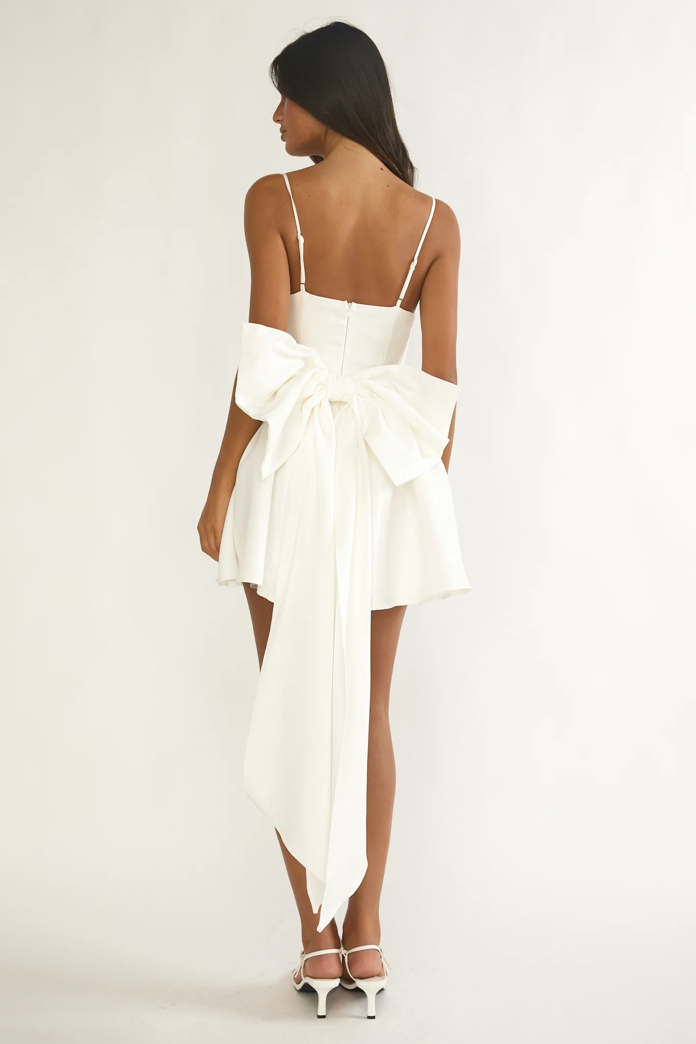 Wilder Oversized Back Bow Mini Dress White - luluinthesky