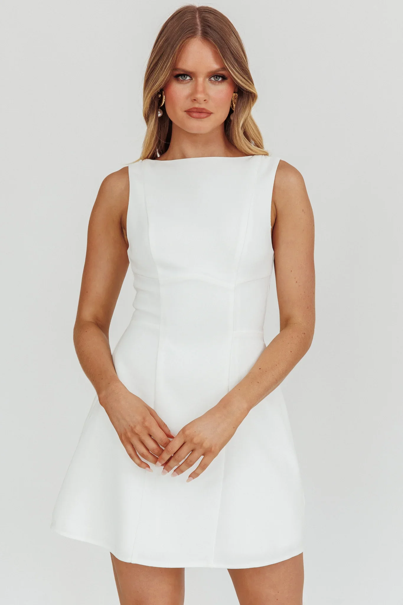 Opulent Sleeveless A-Line Mini Dress White - luluinthesky
