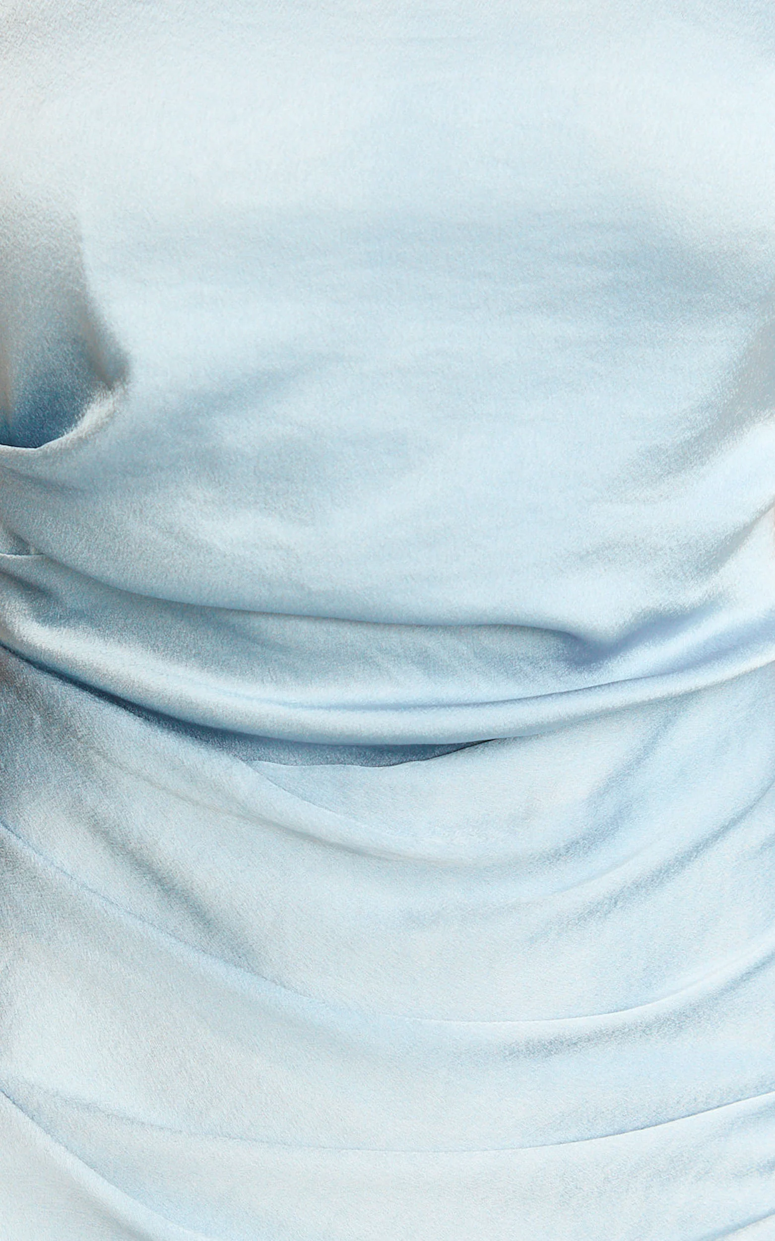 Rumi Midi Dress - Rushed Bodiest Satin Dress in Pale Blue